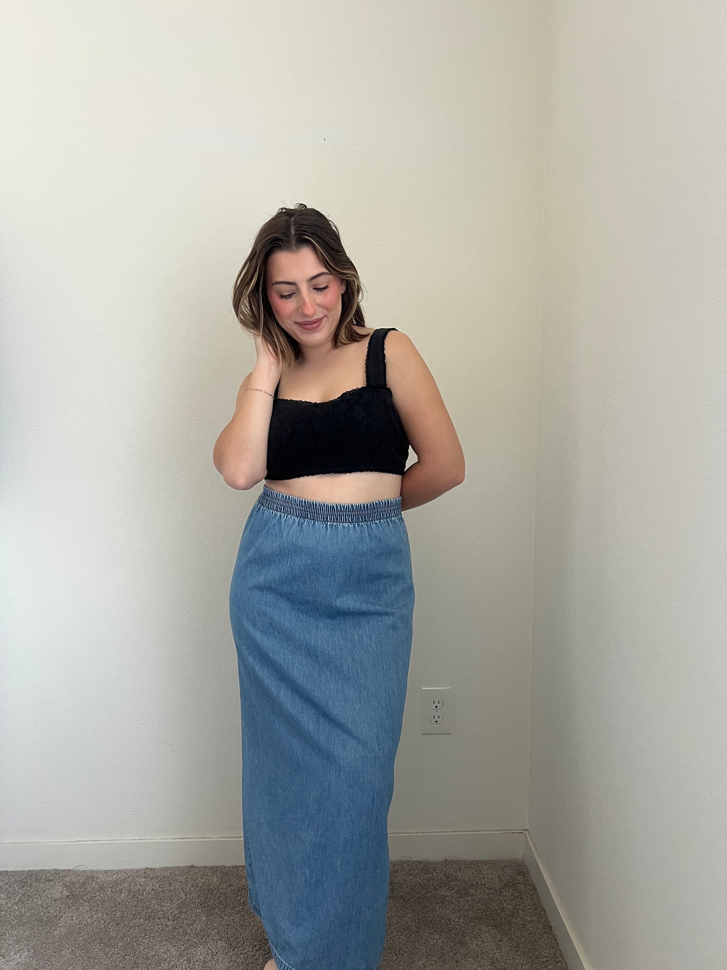Denim Maxi Skirt (S)