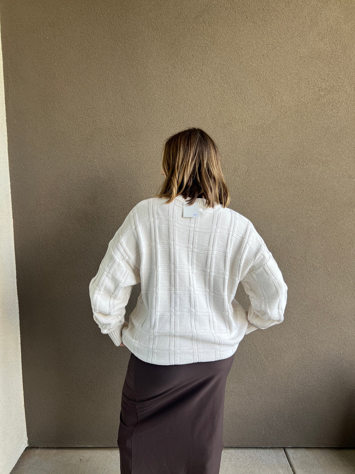 Cream Basketweave Sweater (L)