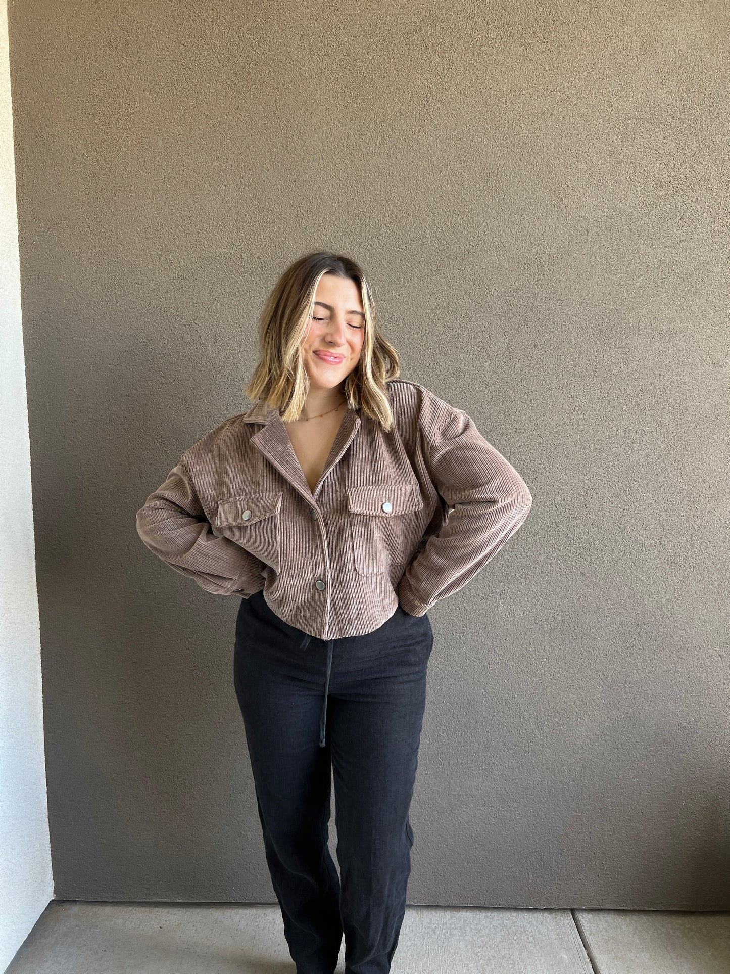 Cropped Corduroy Shacket (M)