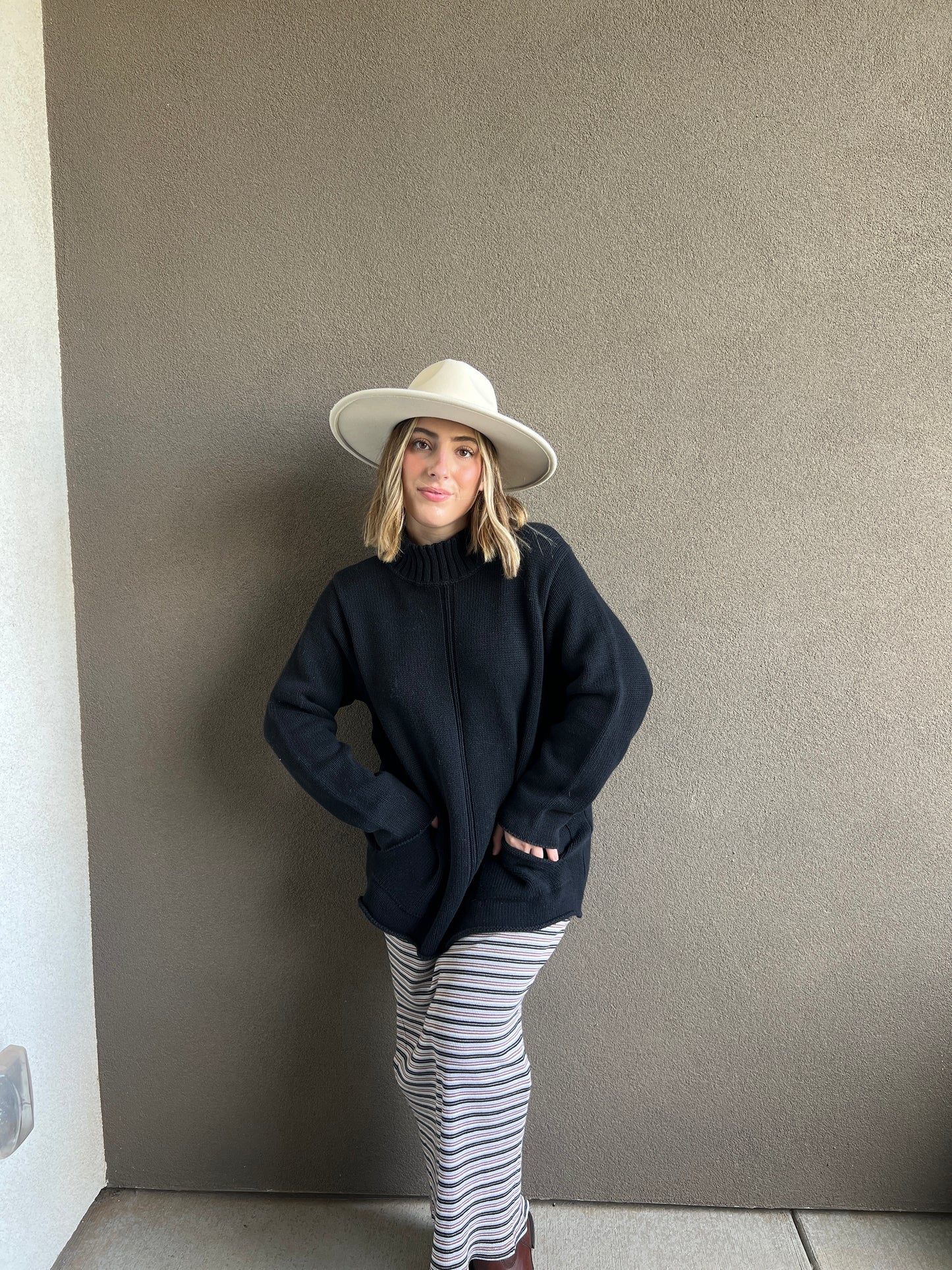 Black Vintage Pocket Sweater (OS)