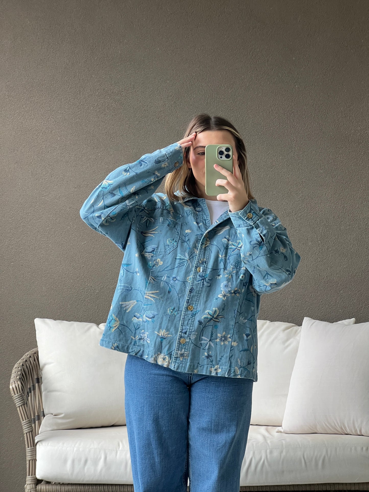 Denim Floral Jacket (XL)
