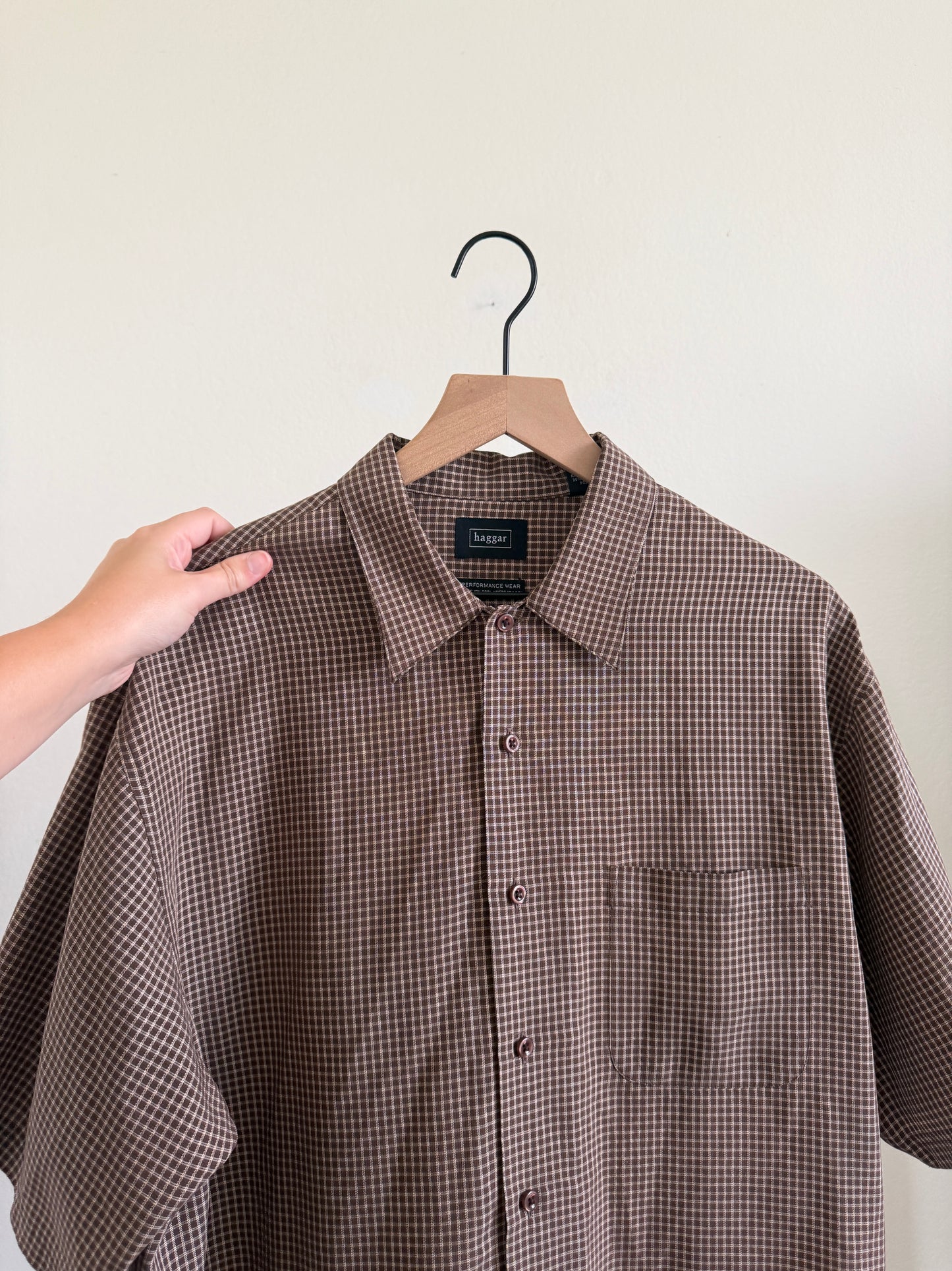 Brown Check Button Up (L)