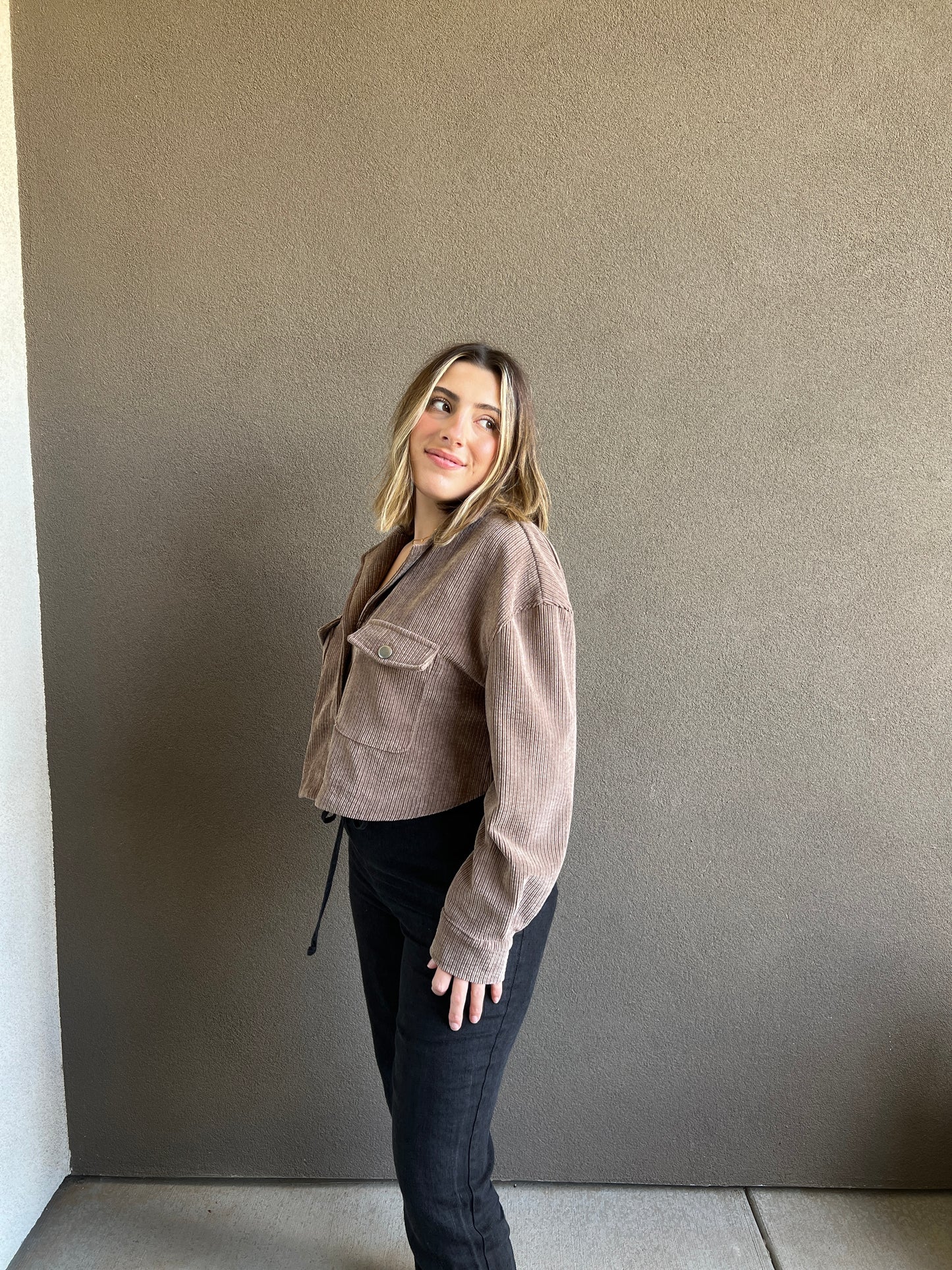 Cropped Corduroy Shacket (M)