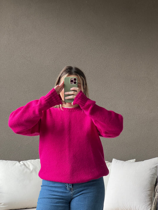 Hot Pink Wool Sweater (M)