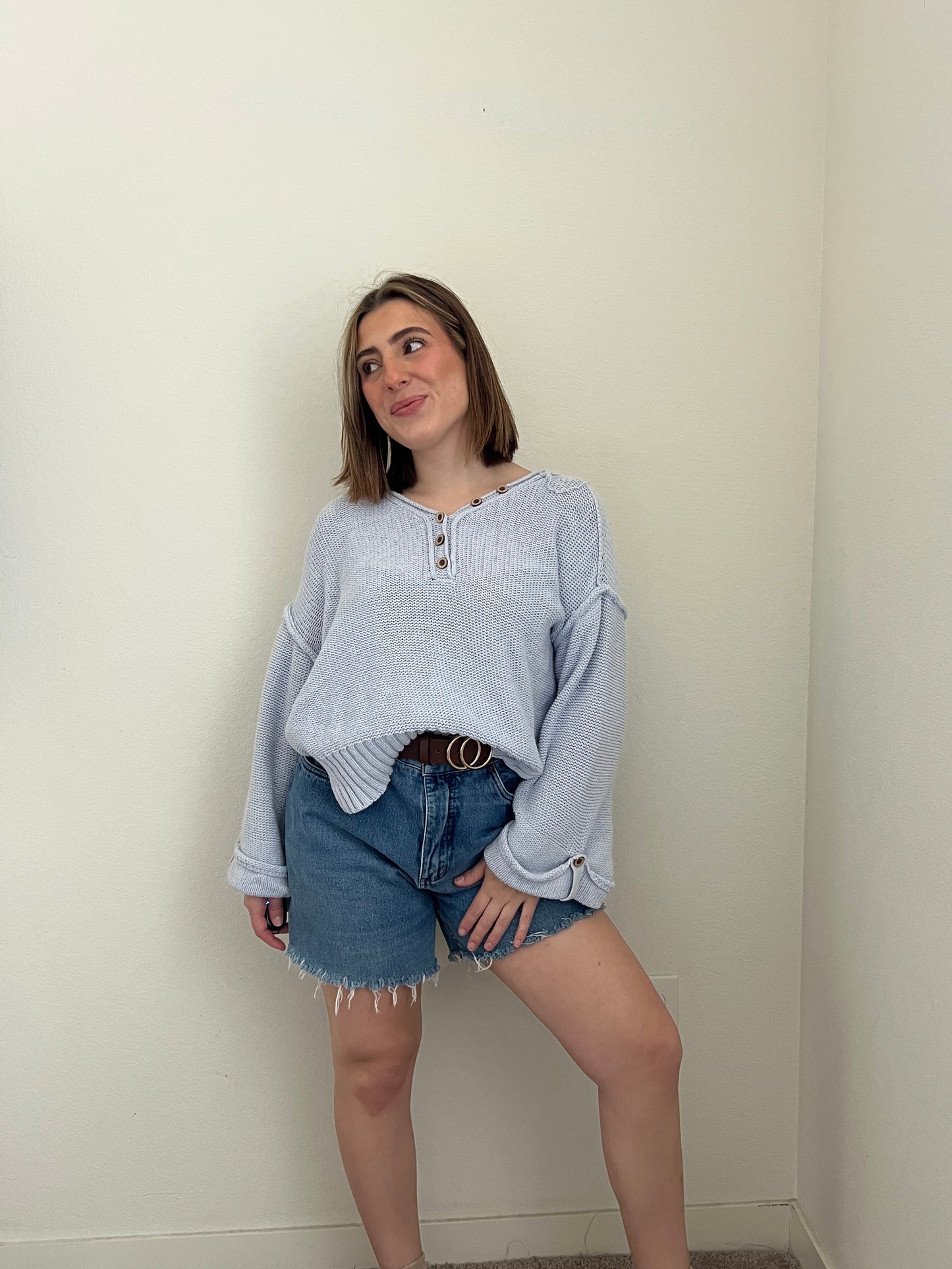 Sky Knit Henley (S)
