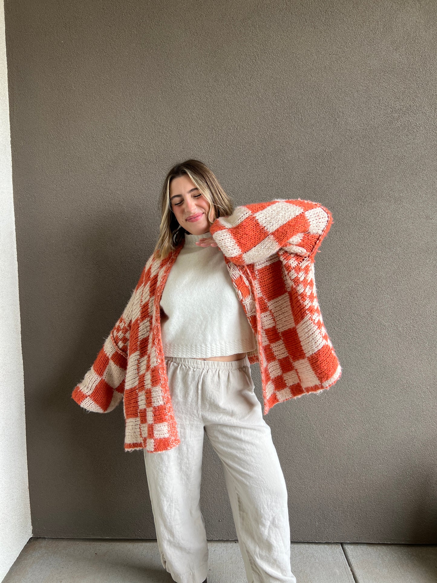 Free People Checkered Cardigan (XS/S)