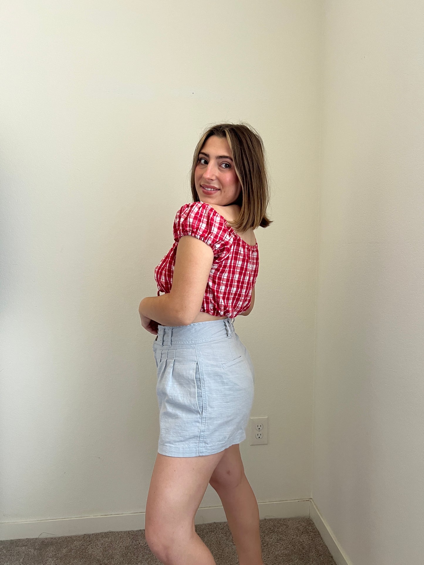 Sky Linen Blend Shorts (XS)