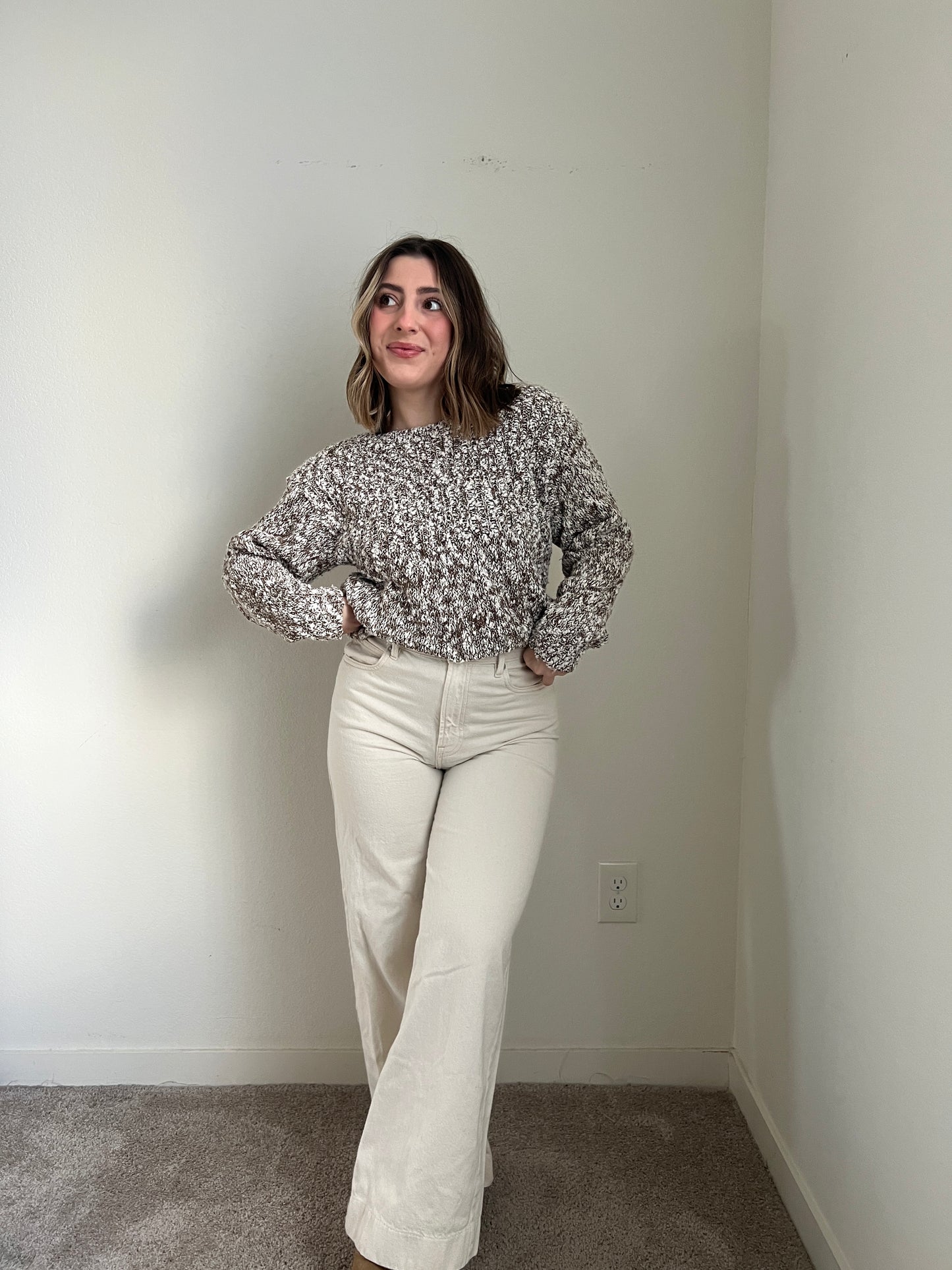 White + Cocoa Knit Sweater (M)