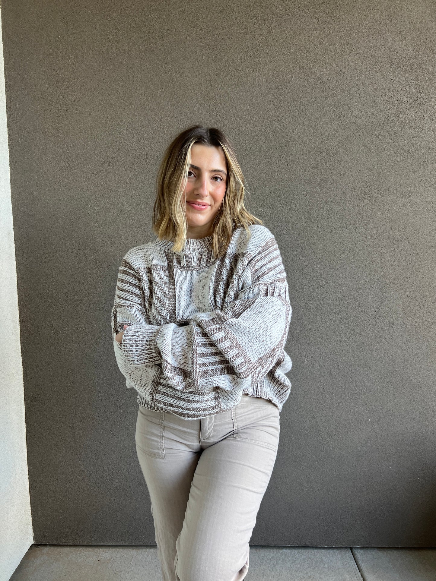 Knit Checkered Sweater (XL)