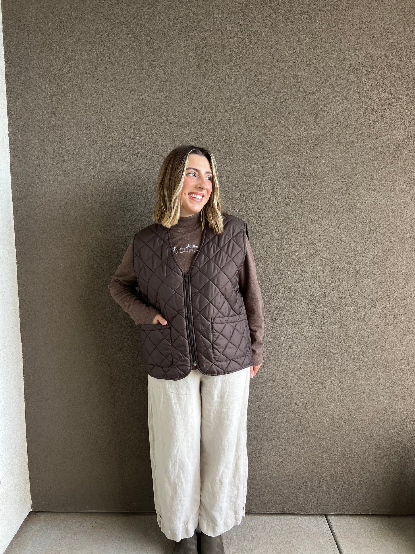 Chocolate Quilted Vest (L)