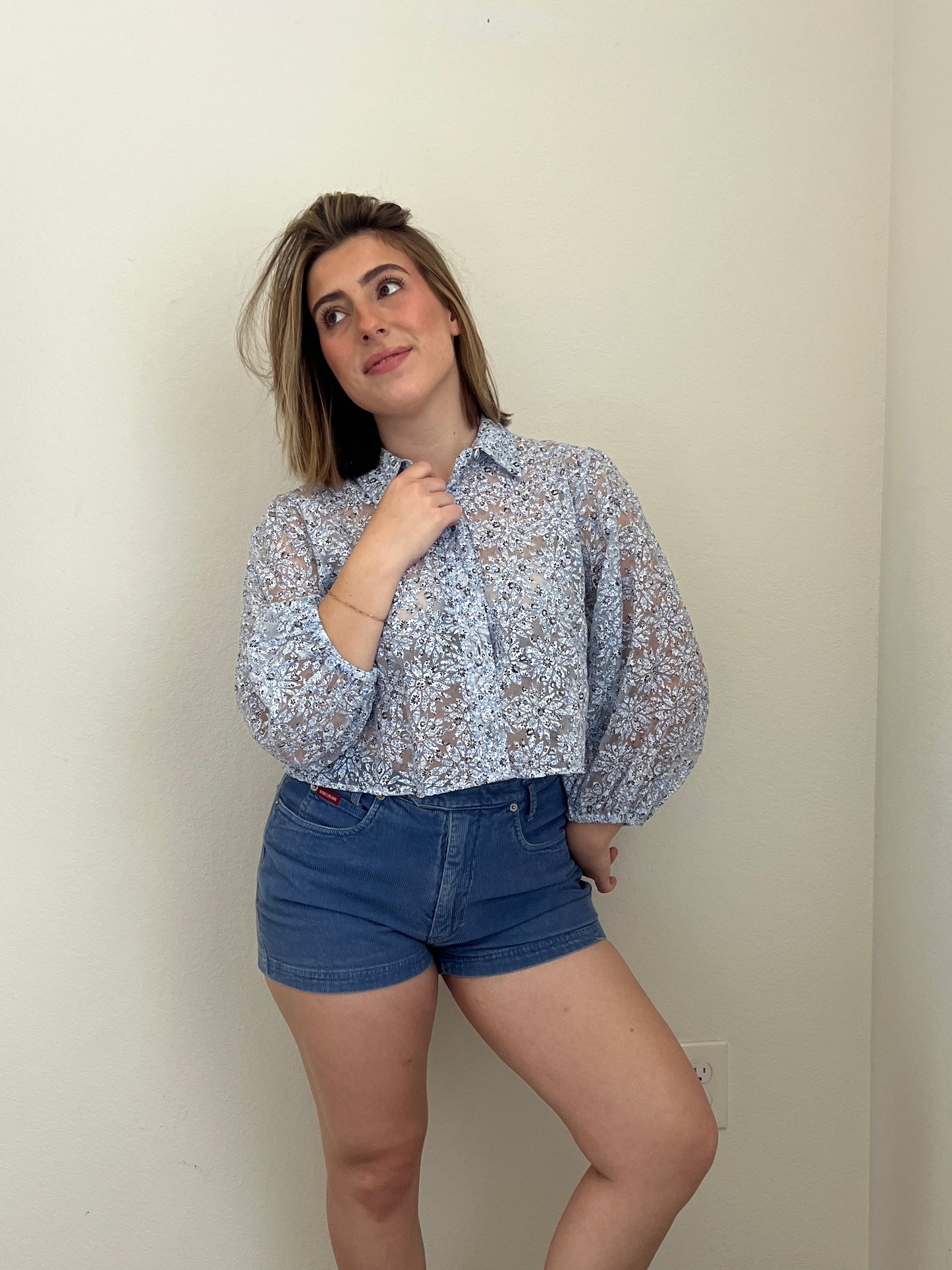 Floral See Through Blouse (M)