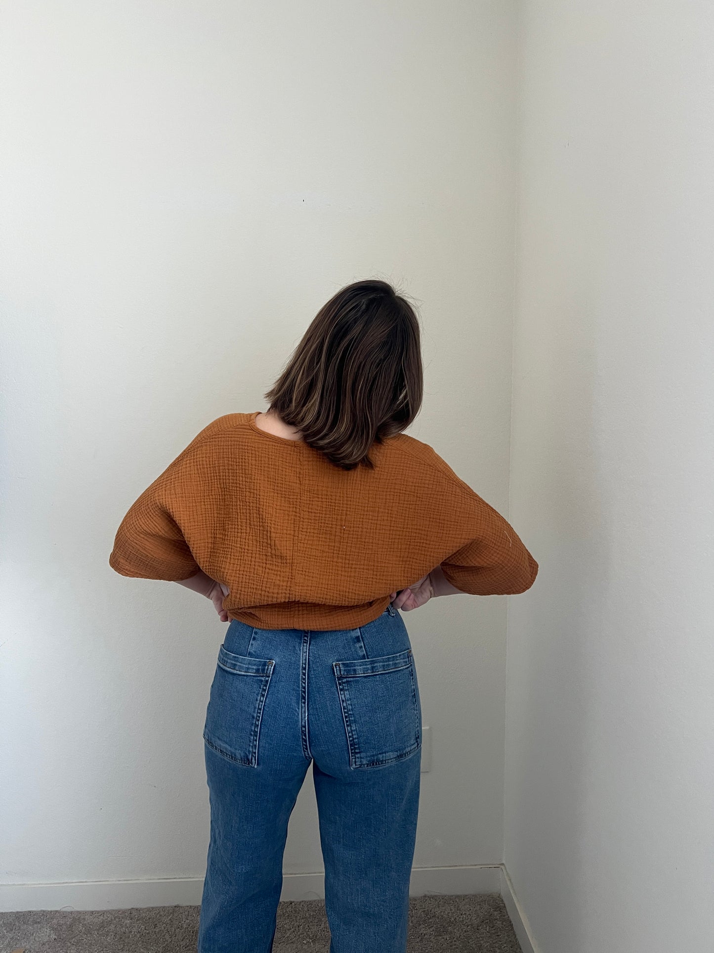 Clay Dolman Gauze Blouse (XS)