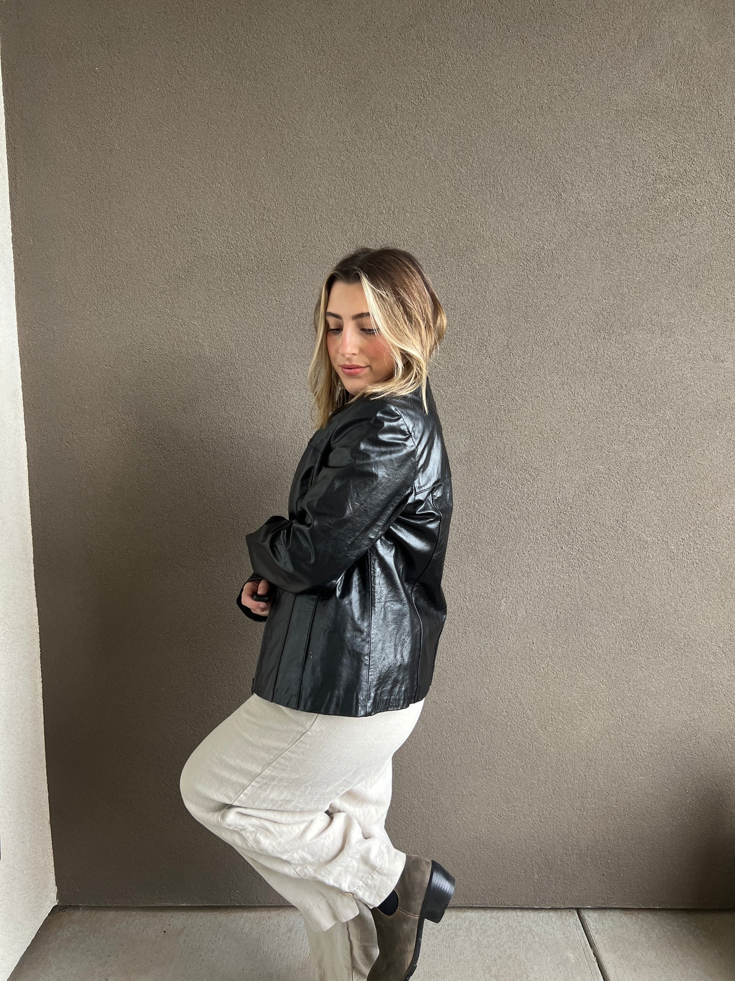 Leather Zip Up Jacket (M)