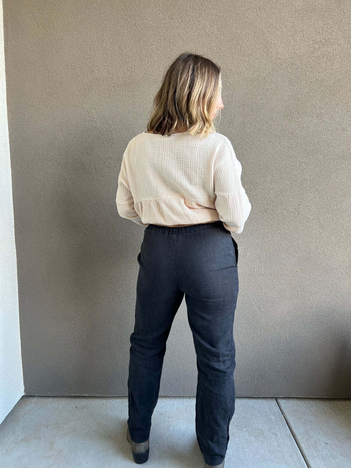 Vintage Black Linen Easy Pants (PS)