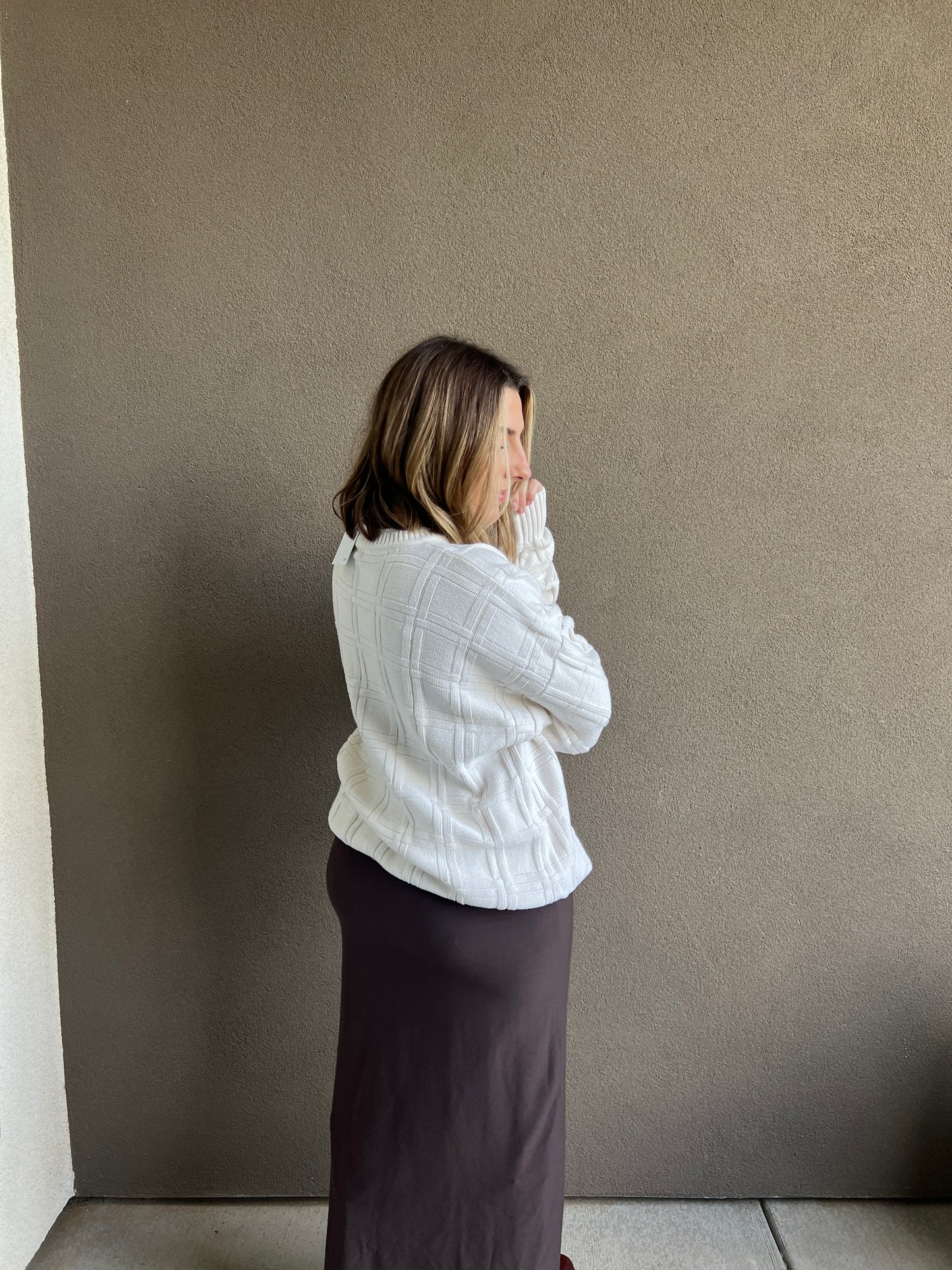 Cream Basketweave Sweater (L)