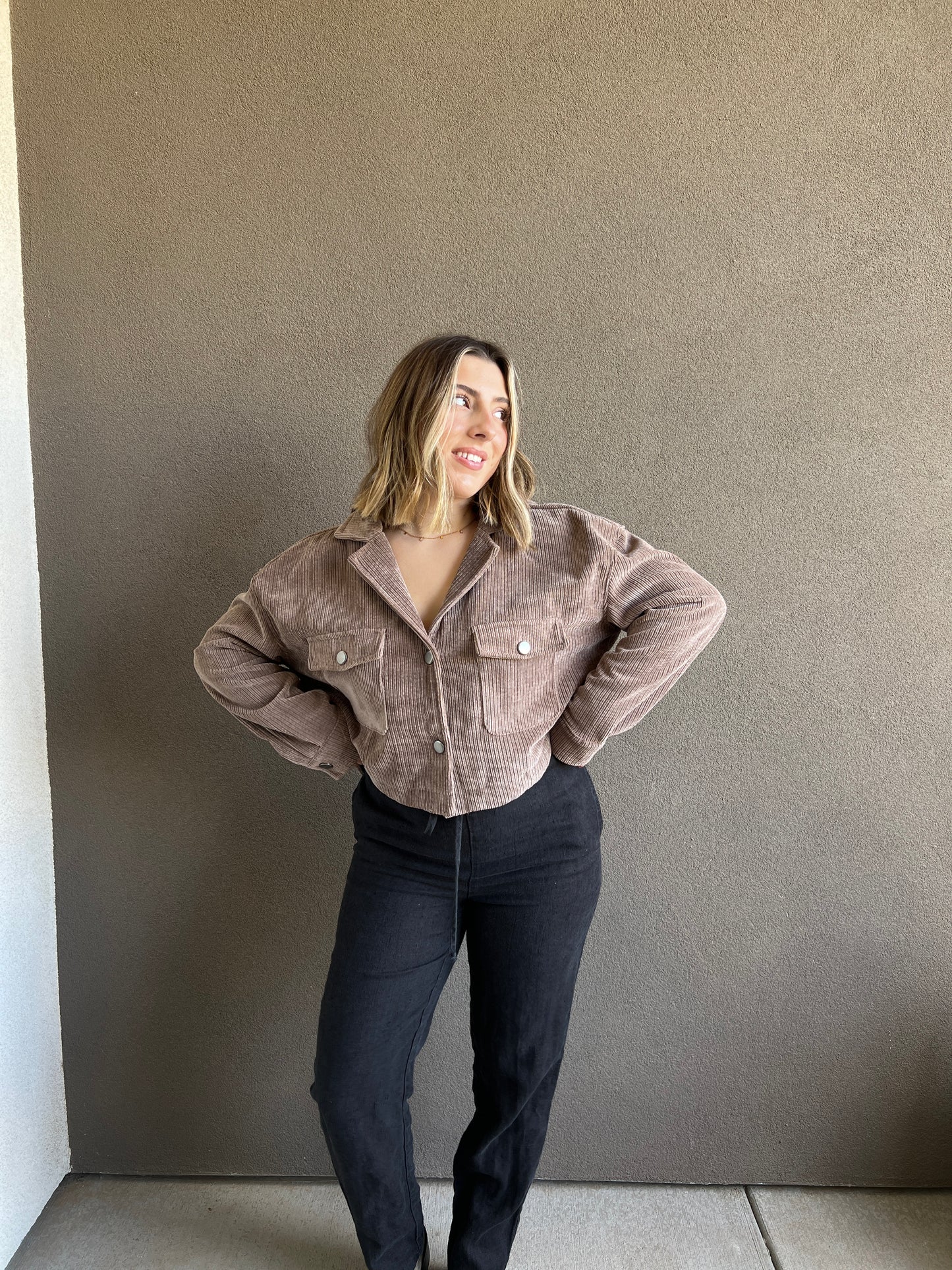 Cropped Corduroy Shacket (M)