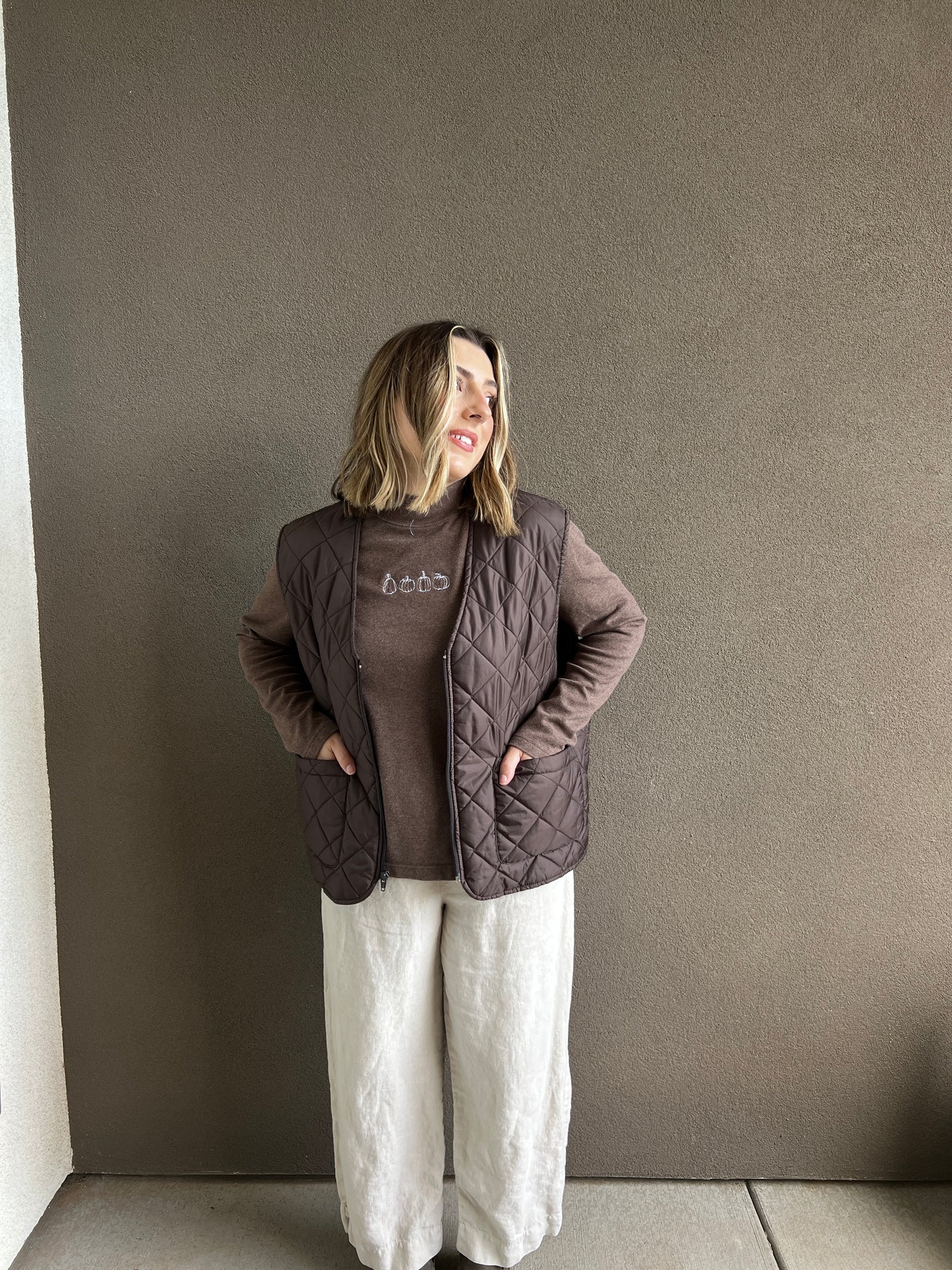 Chocolate Quilted Vest (L)