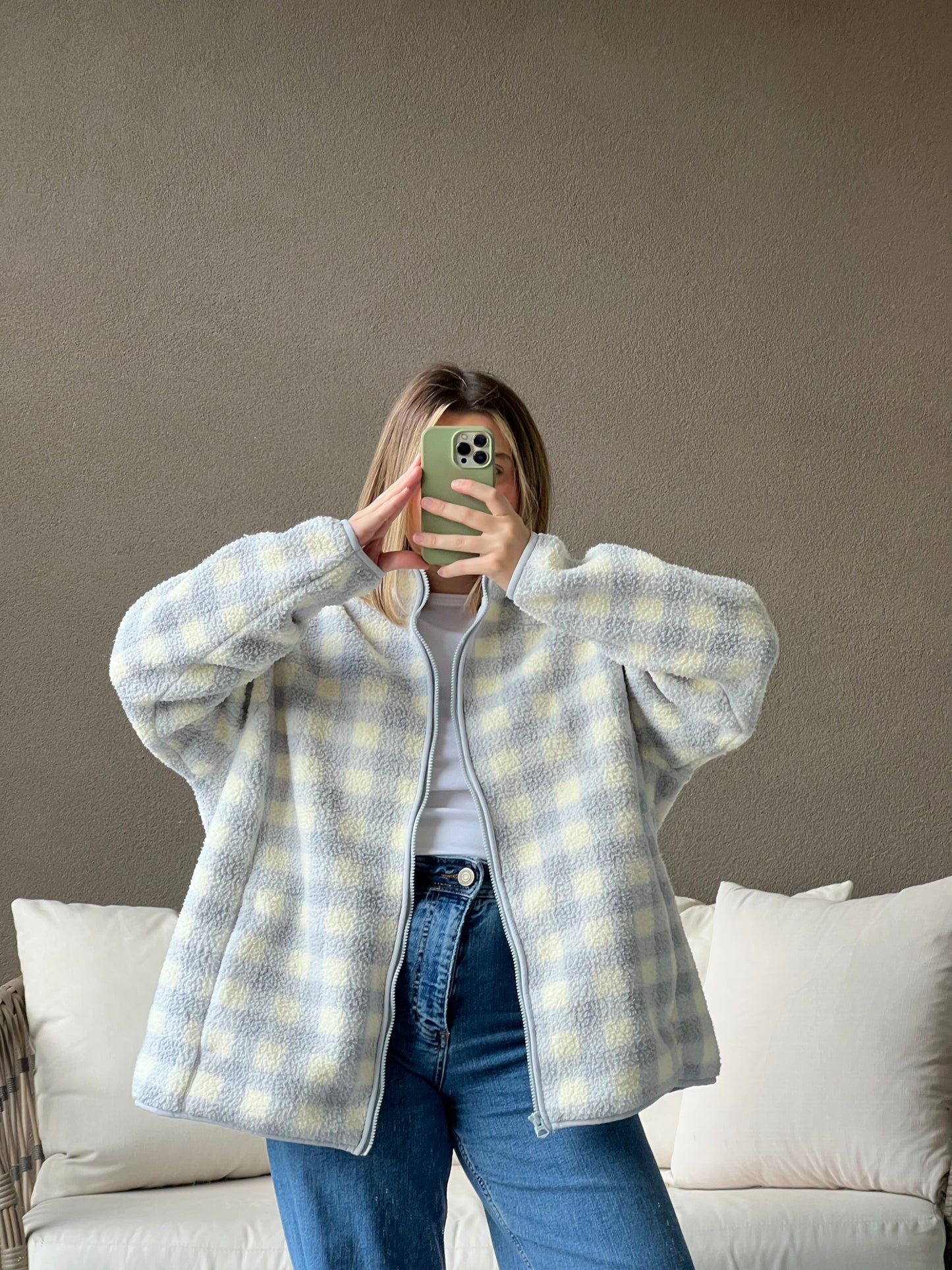 Blue Gingham Fleece (2X)