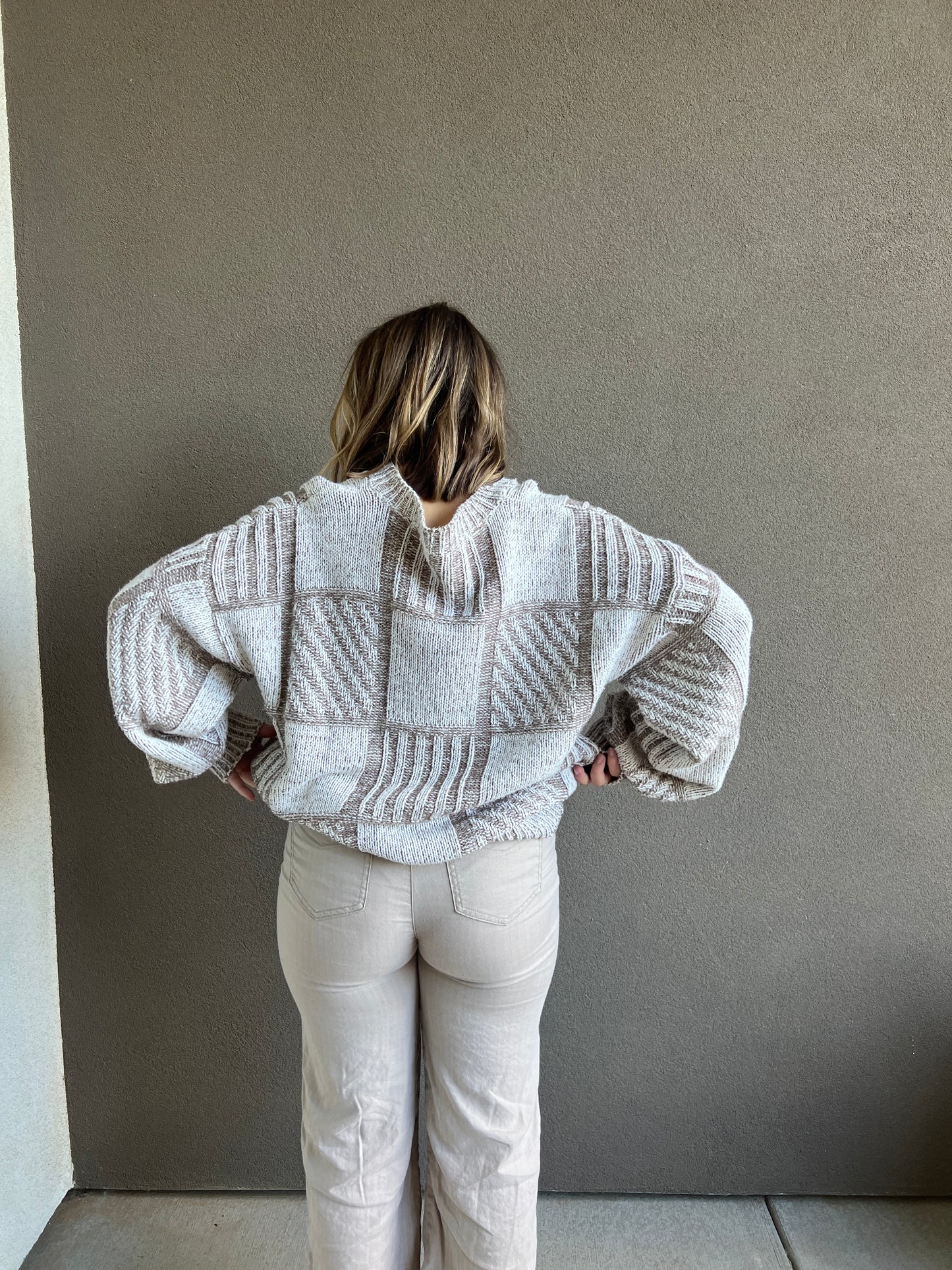 Knit Checkered Sweater (XL)