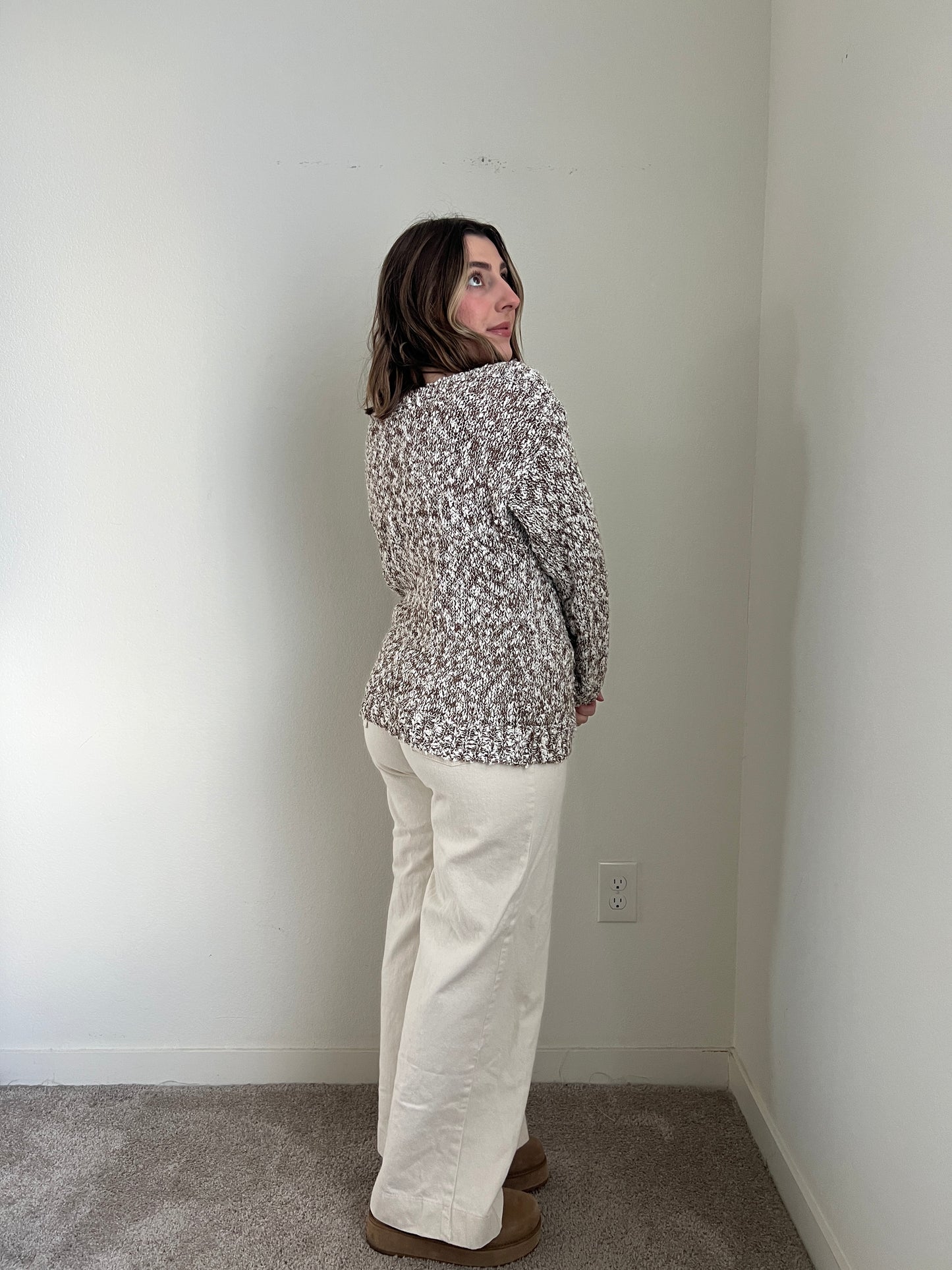 White + Cocoa Knit Sweater (M)