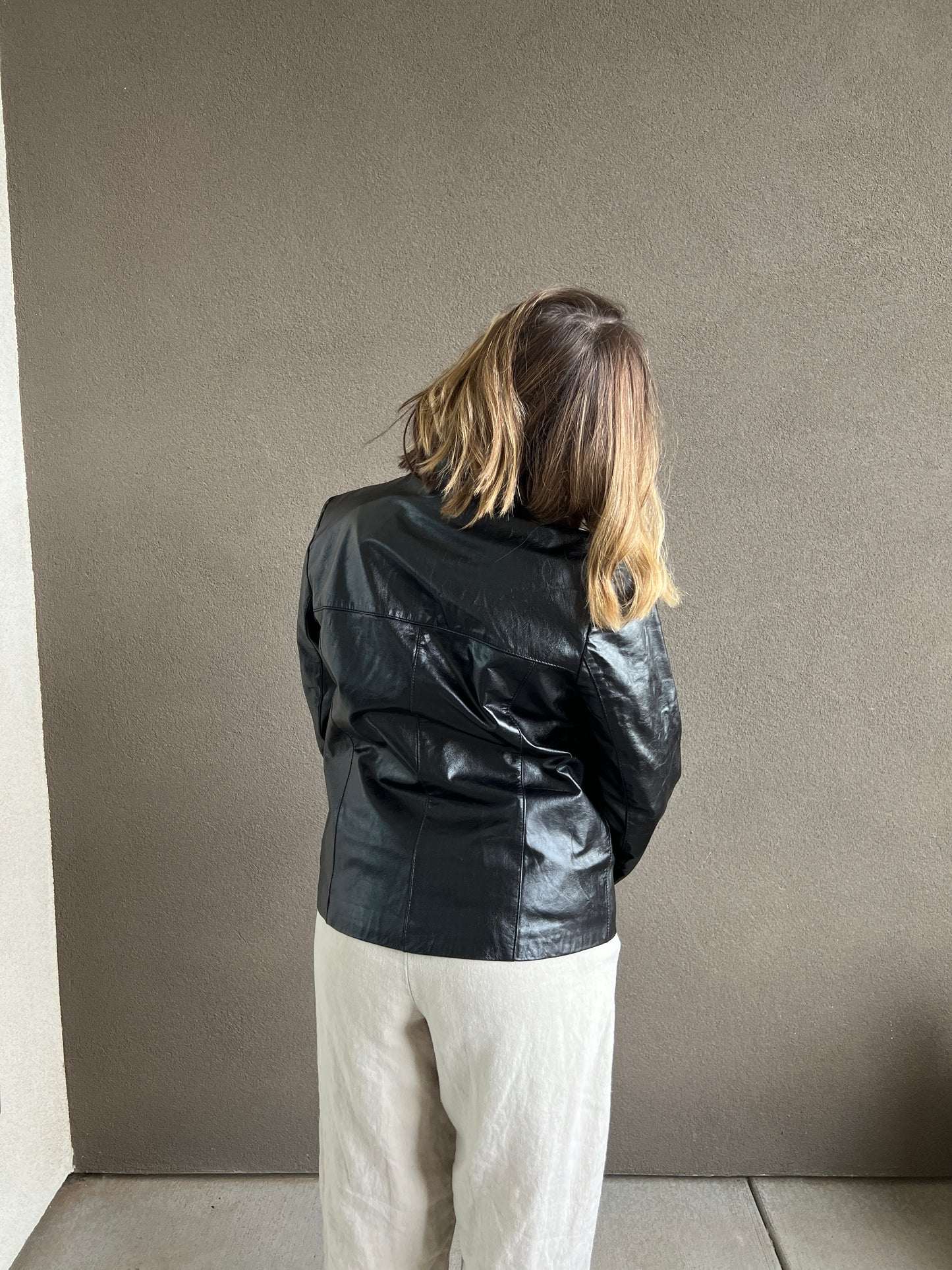 Leather Zip Up Jacket (M)