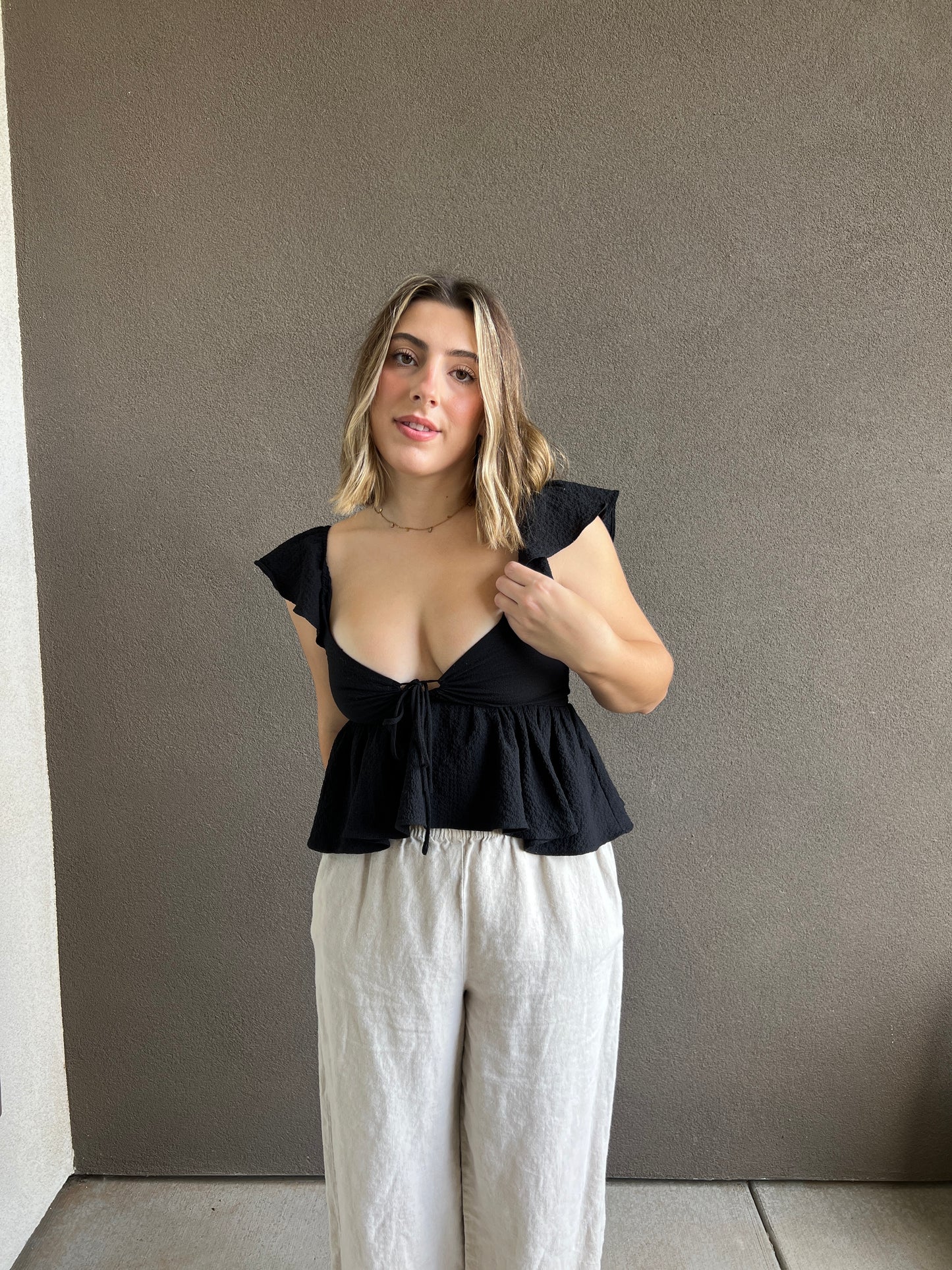 Black Fluttery Blouse (XS)
