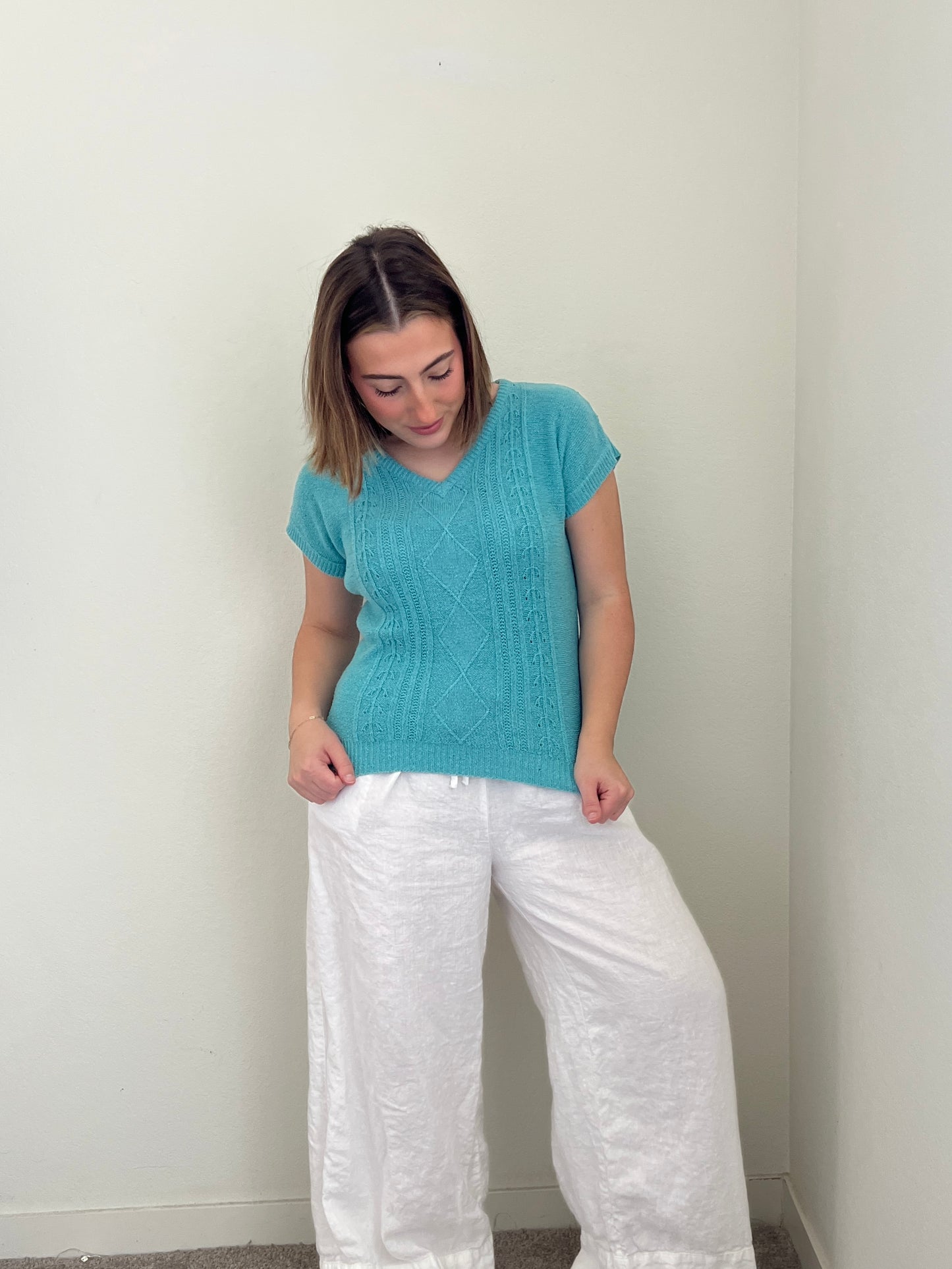 Blue Silk Blend Top (M)