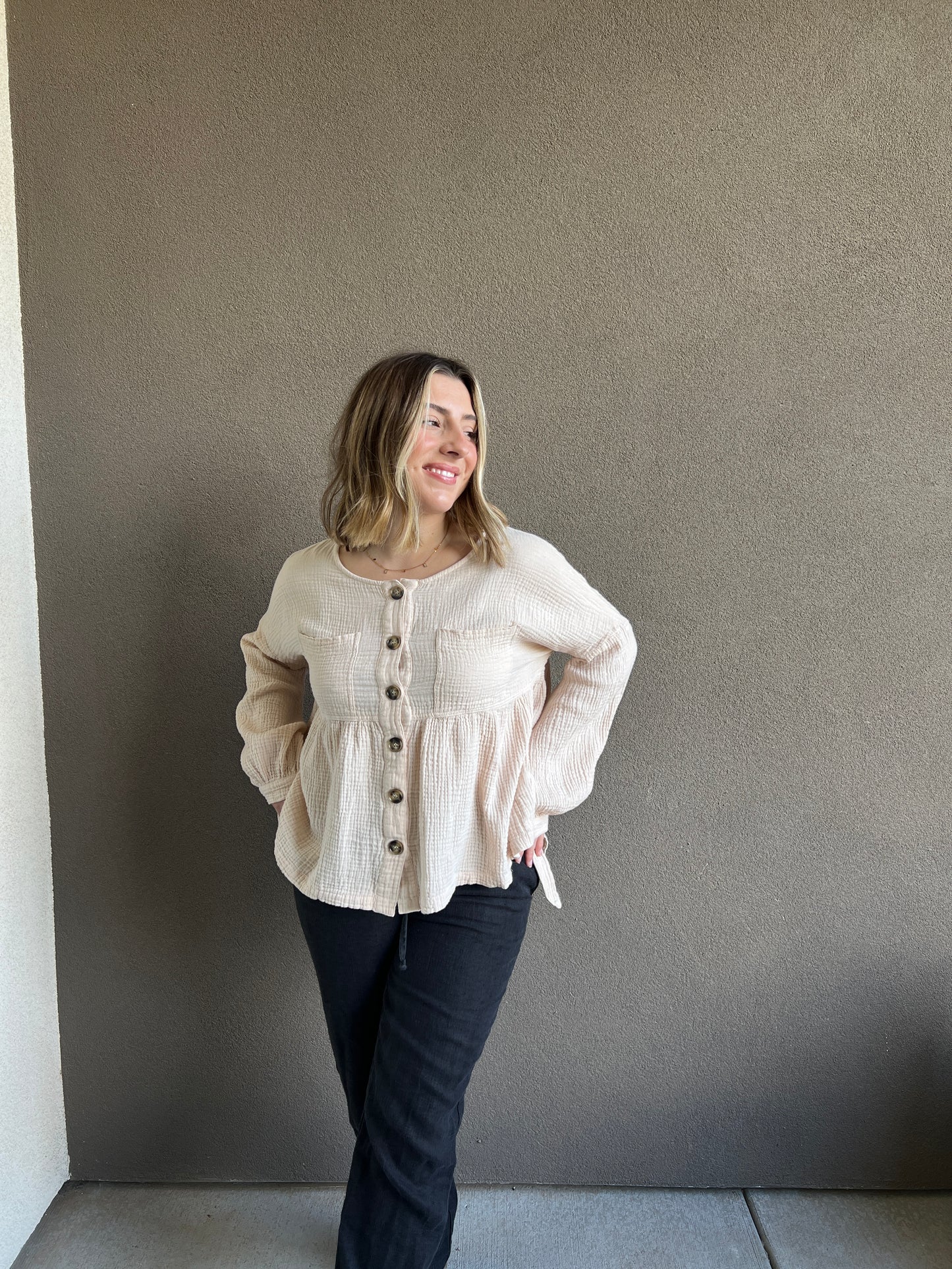 Cream Gauze Blouse (M)