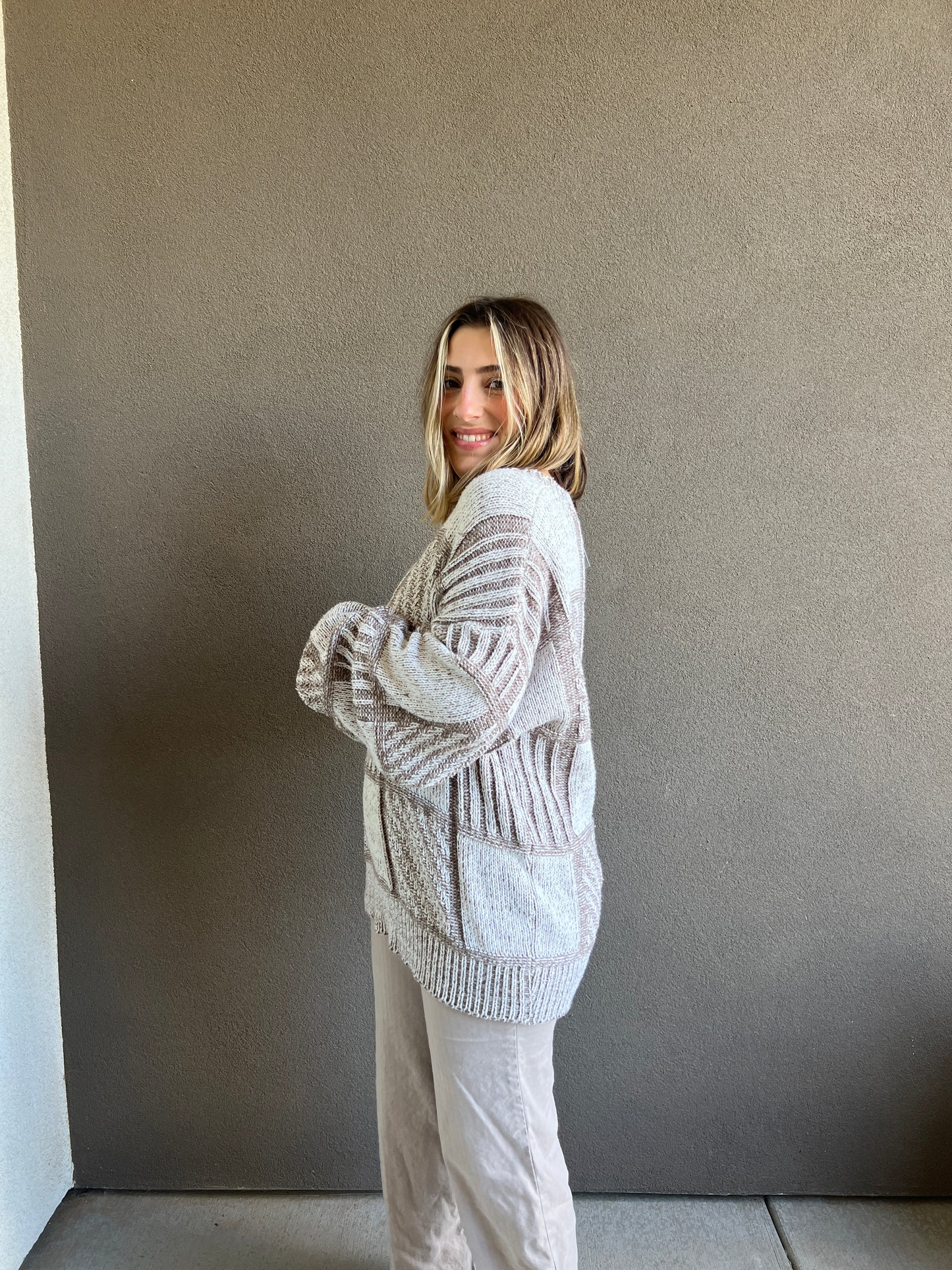 Knit Checkered Sweater (XL)