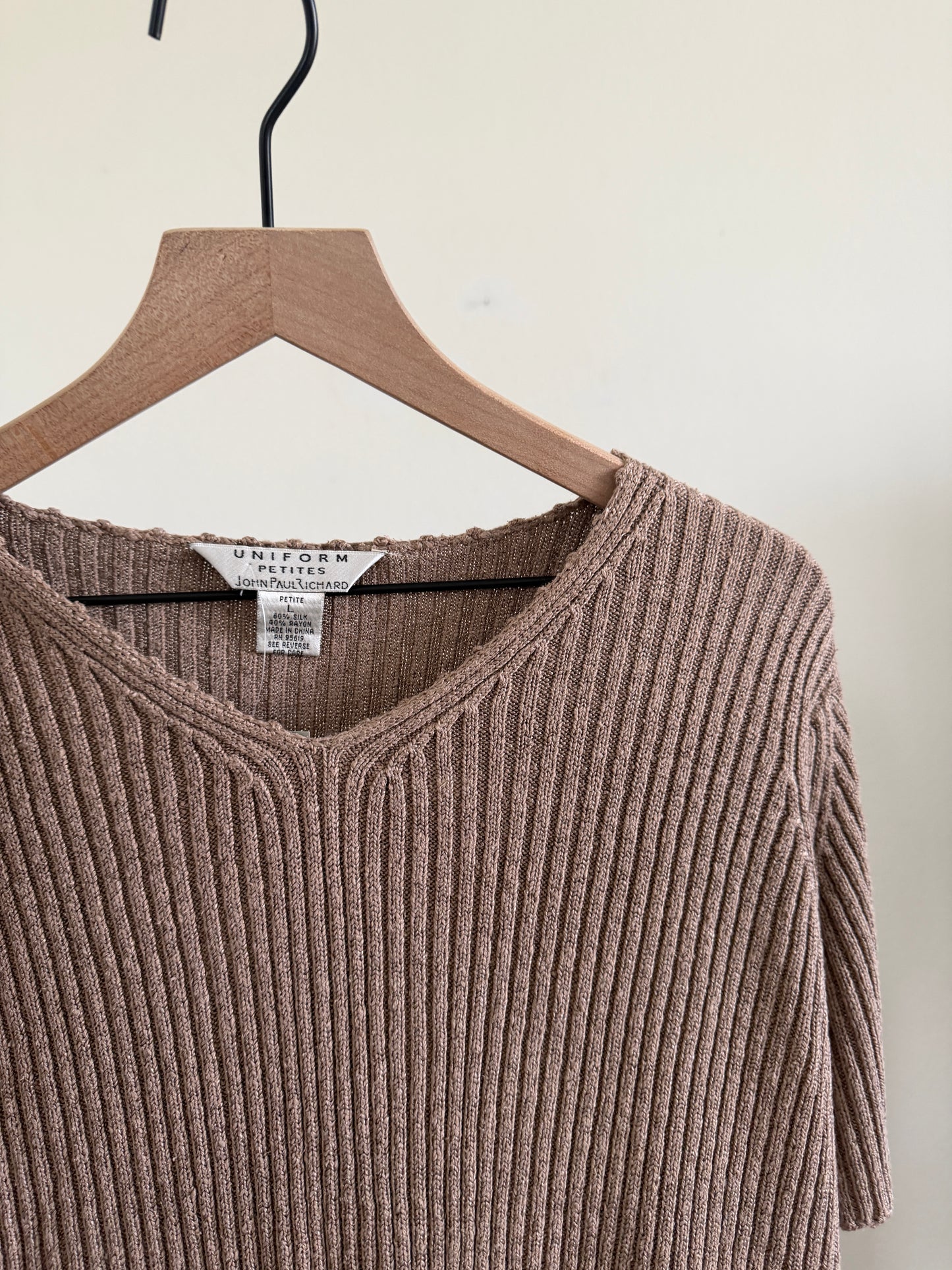 Brown Ribbed Top (L)