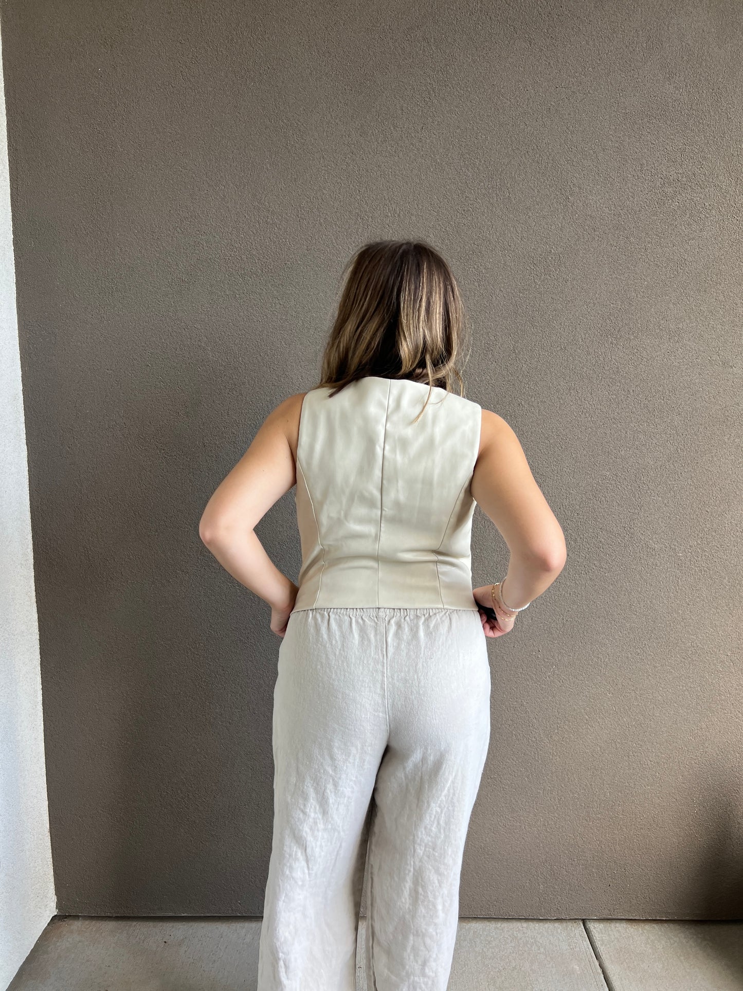 Cream Faux Leather Vest (M)