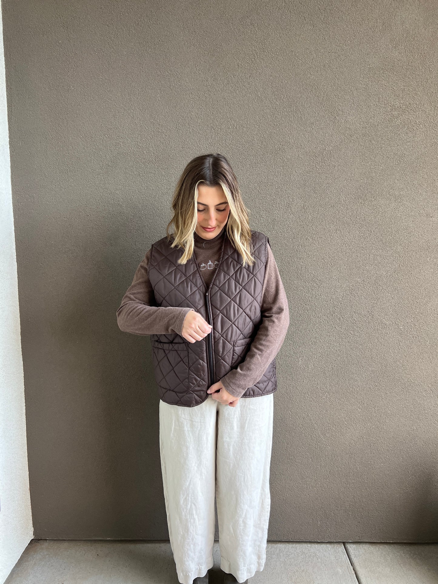 Chocolate Quilted Vest (L)