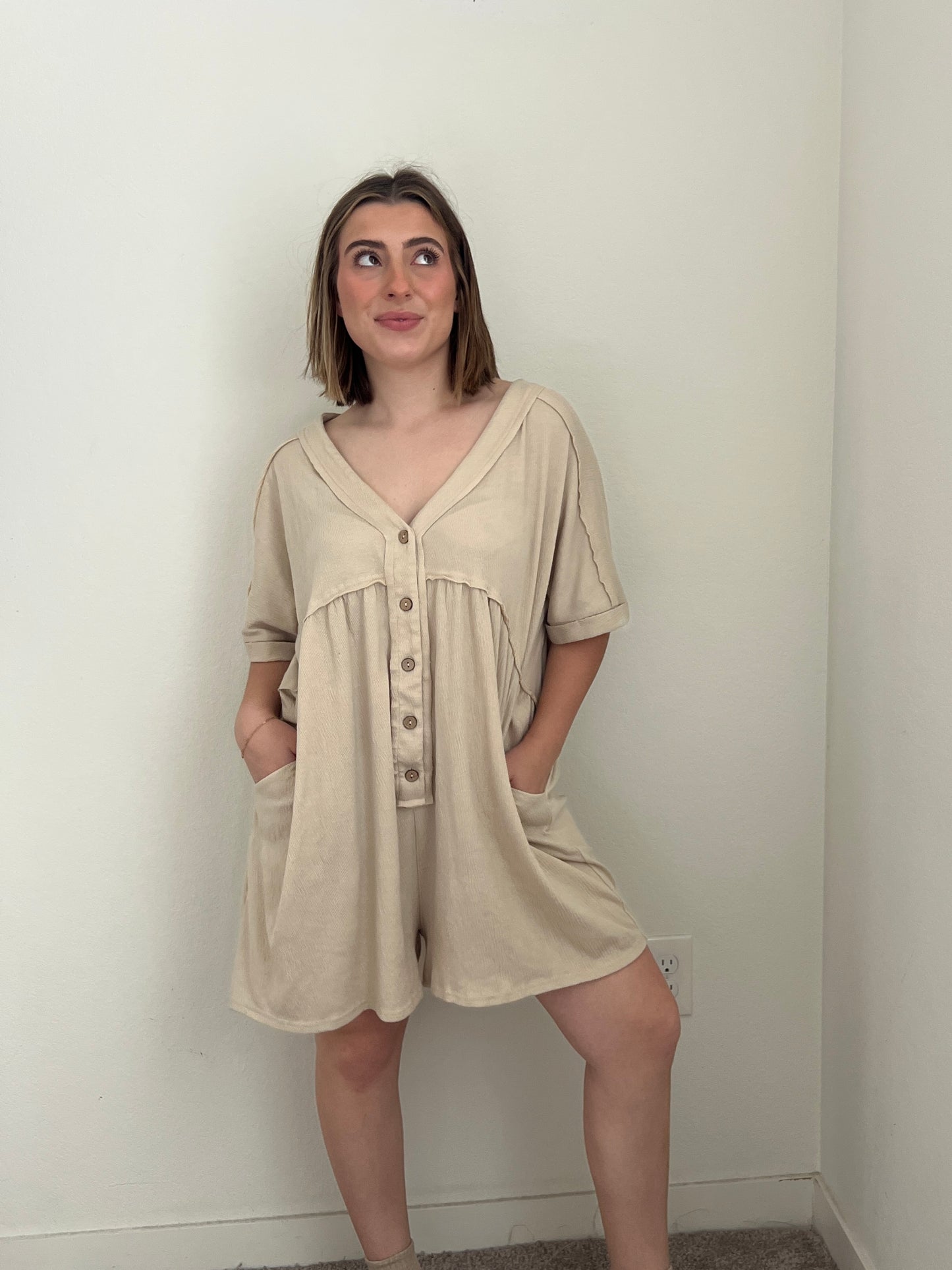 Cream Relaxed Romper (L)