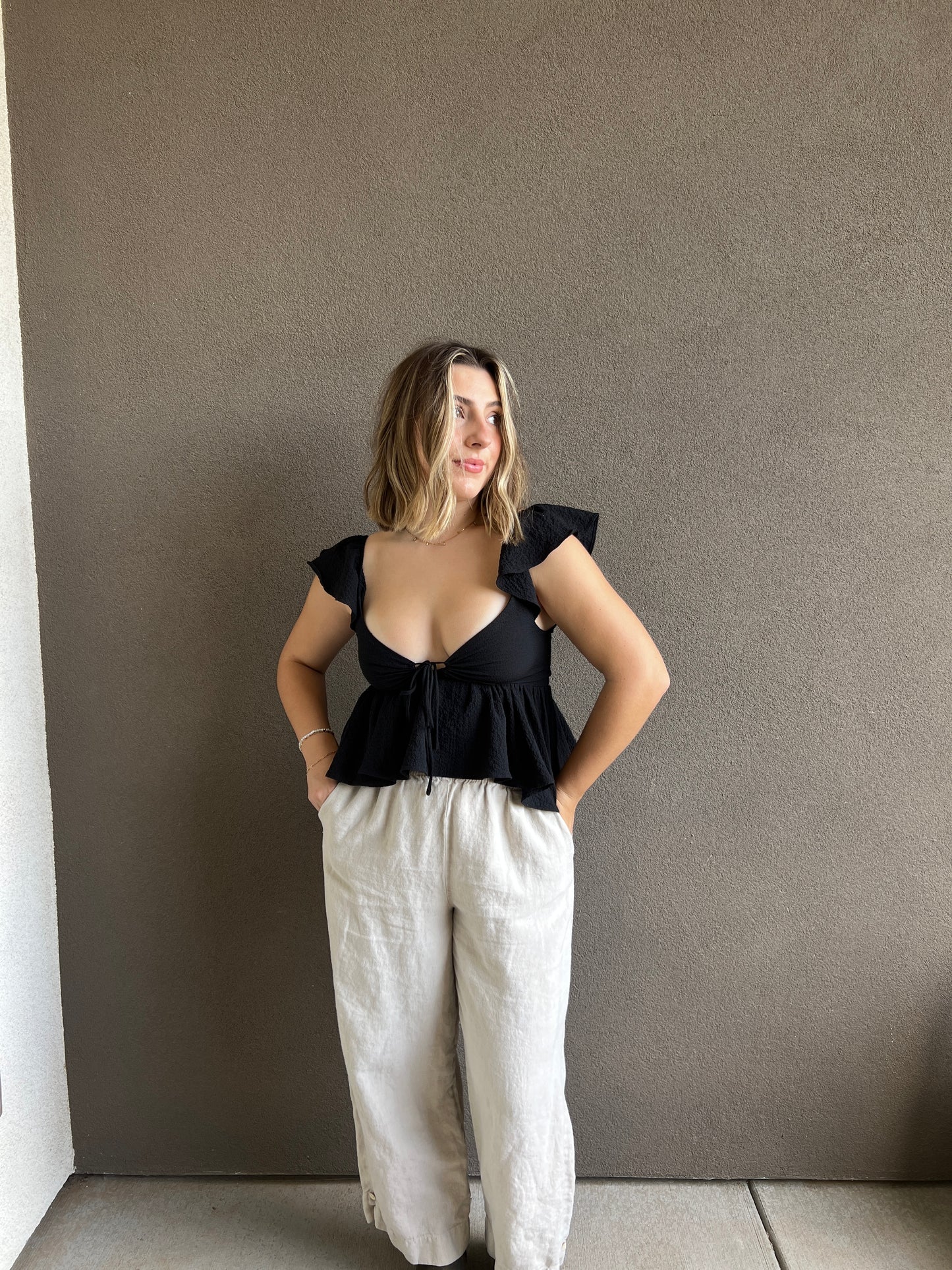 Black Fluttery Blouse (XS)