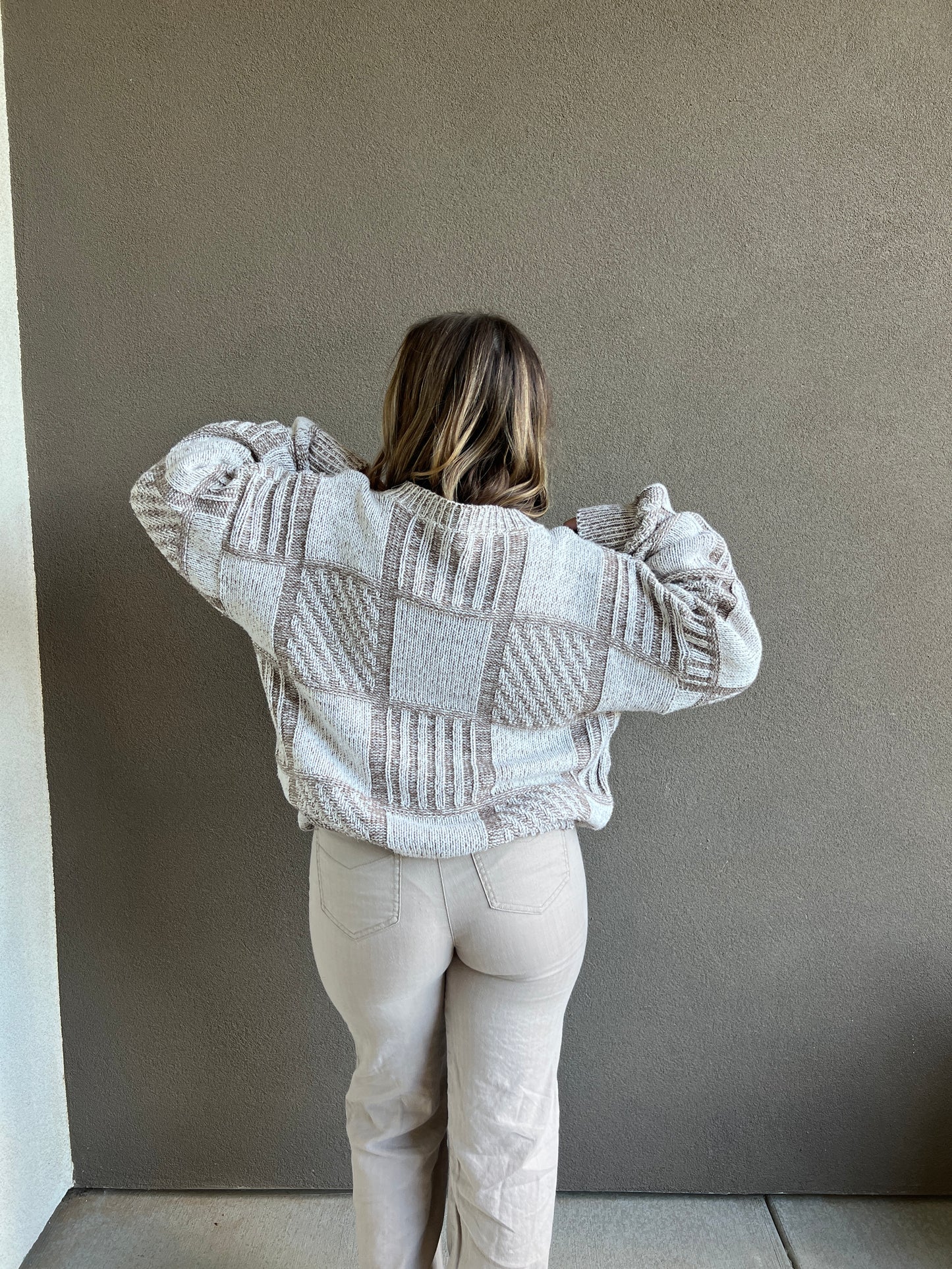 Knit Checkered Sweater (XL)