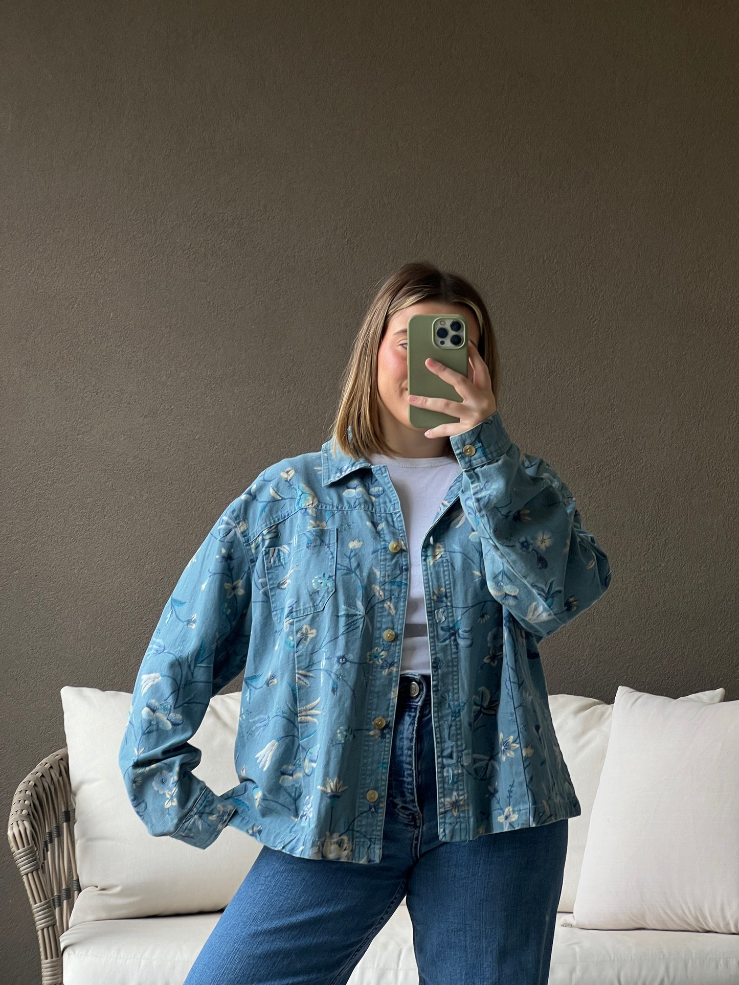 Denim Floral Jacket (XL)