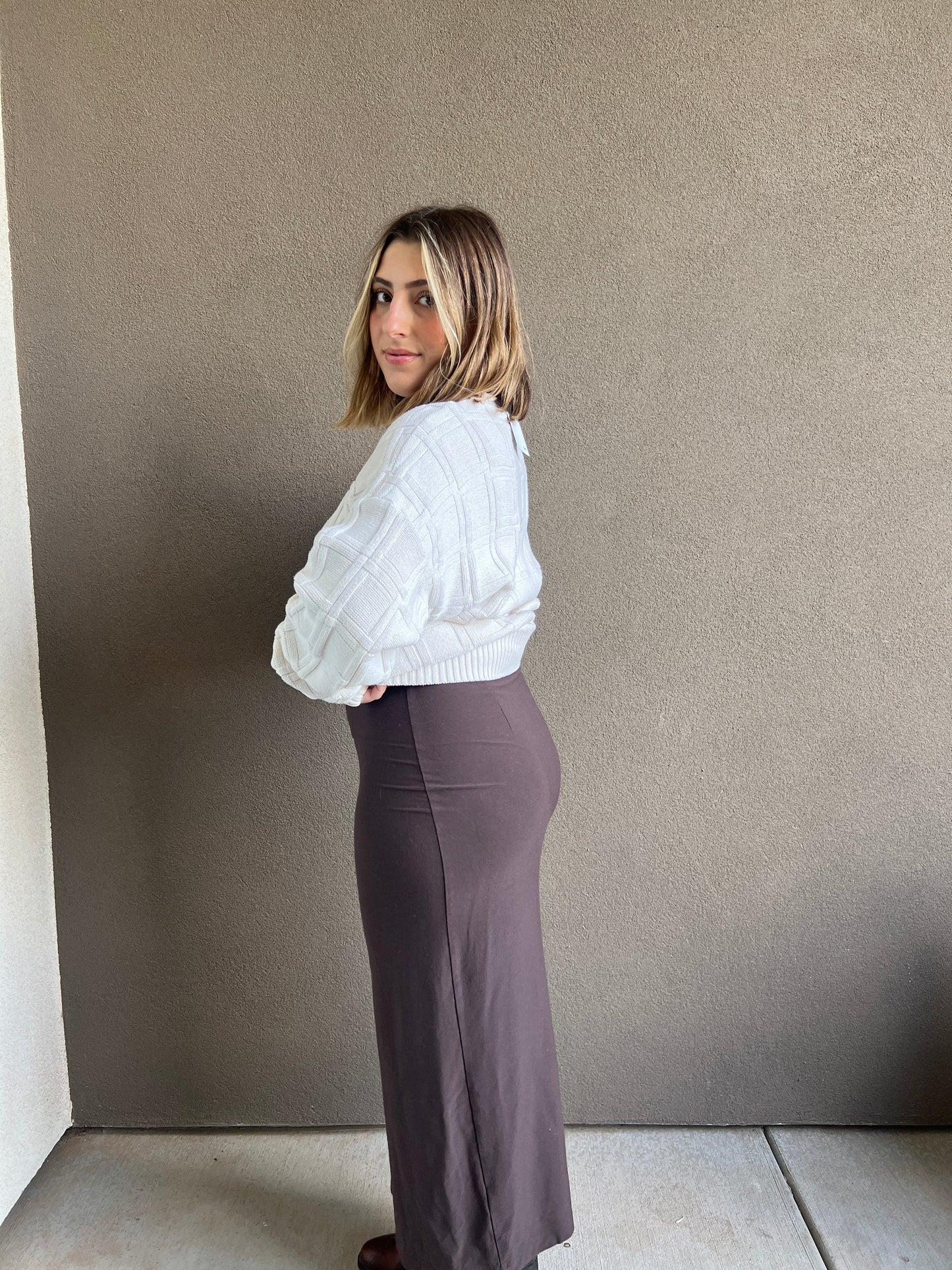 Brown Eileen Fisher Midi Skirt (XS)