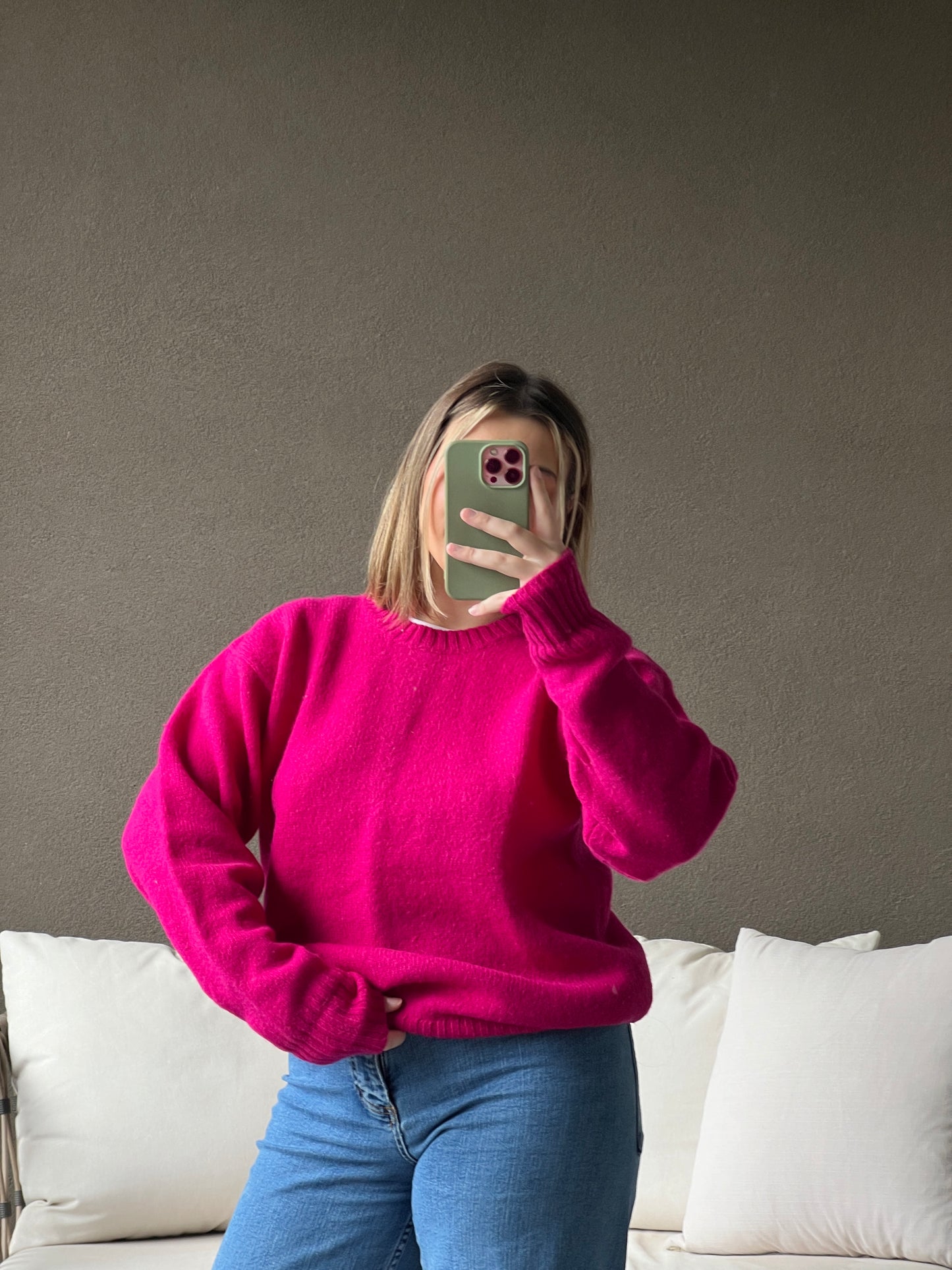 Hot Pink Wool Sweater (M)