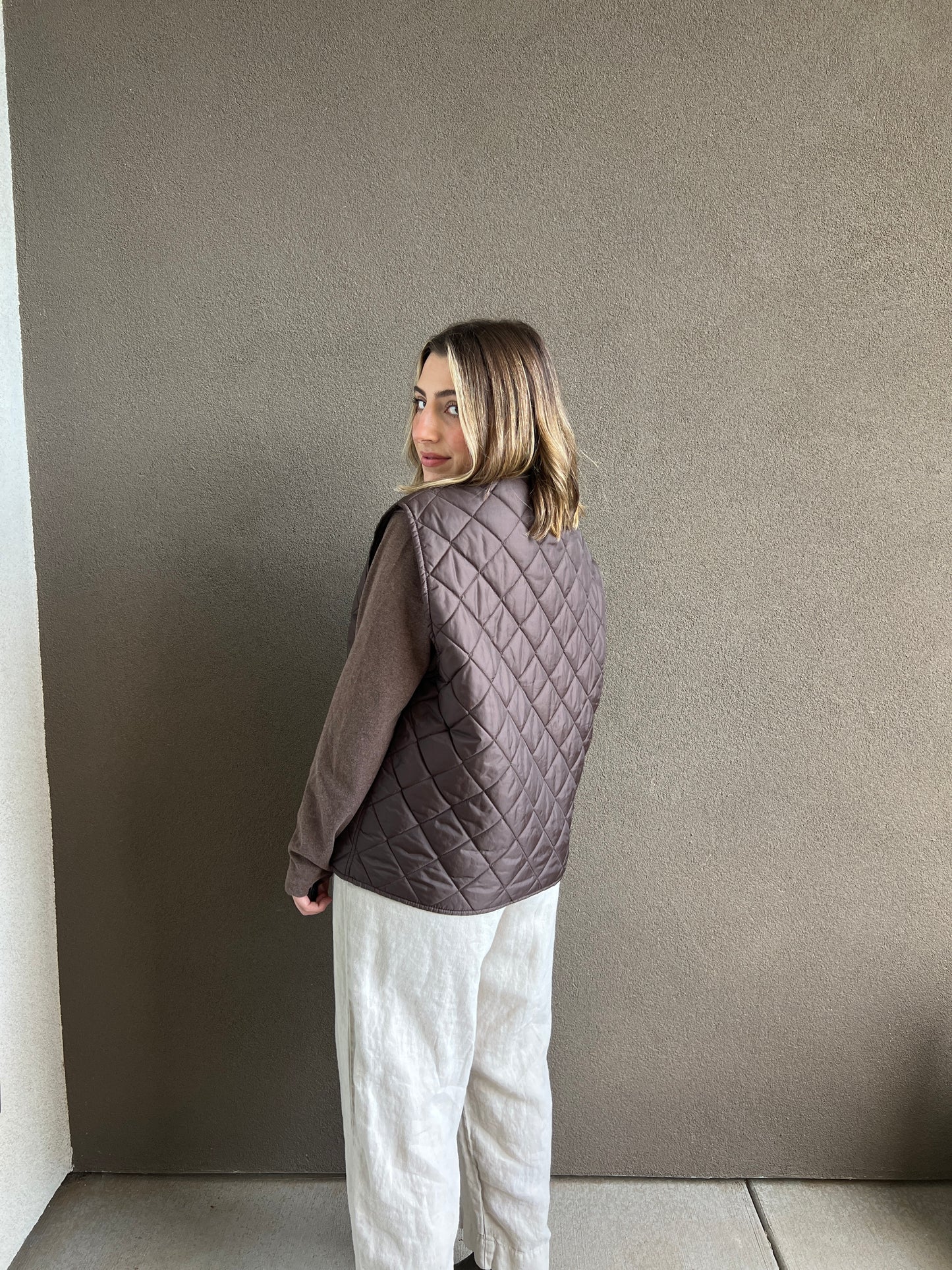 Chocolate Quilted Vest (L)