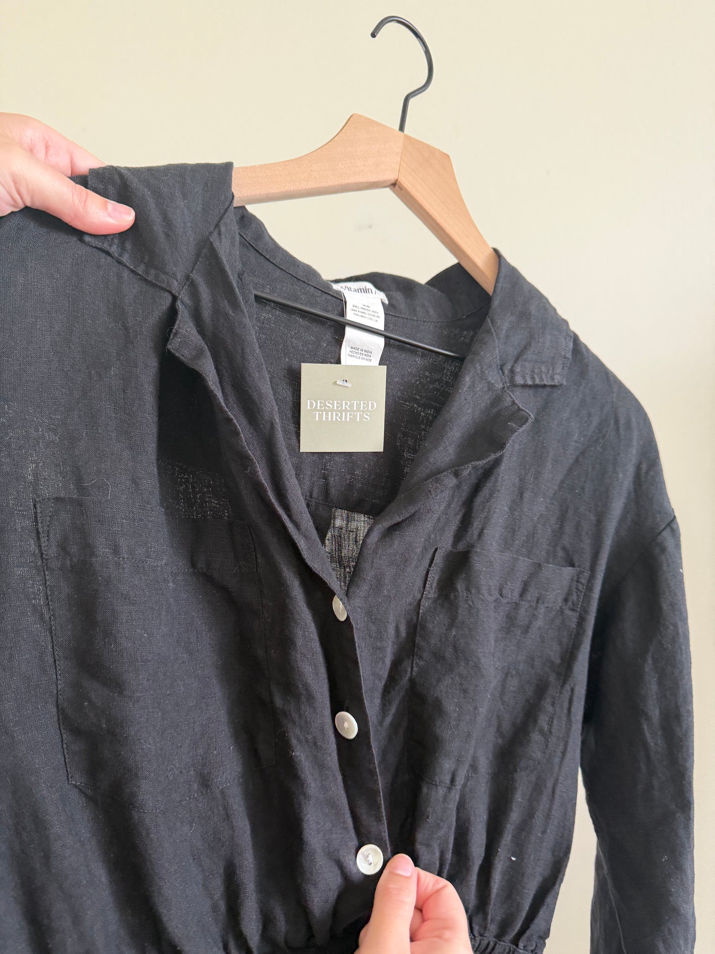 Black Linen Romper (XS)