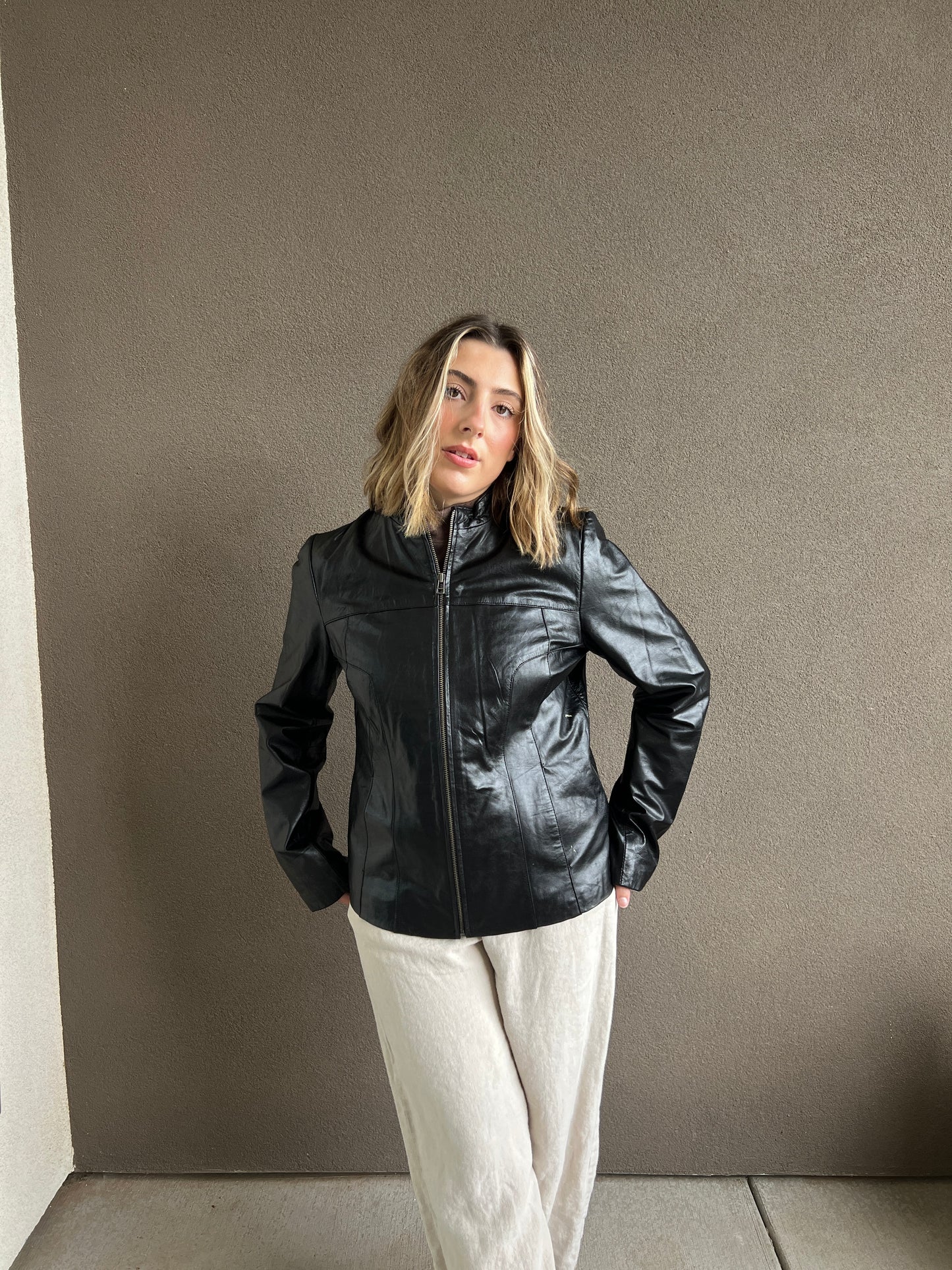 Leather Zip Up Jacket (M)