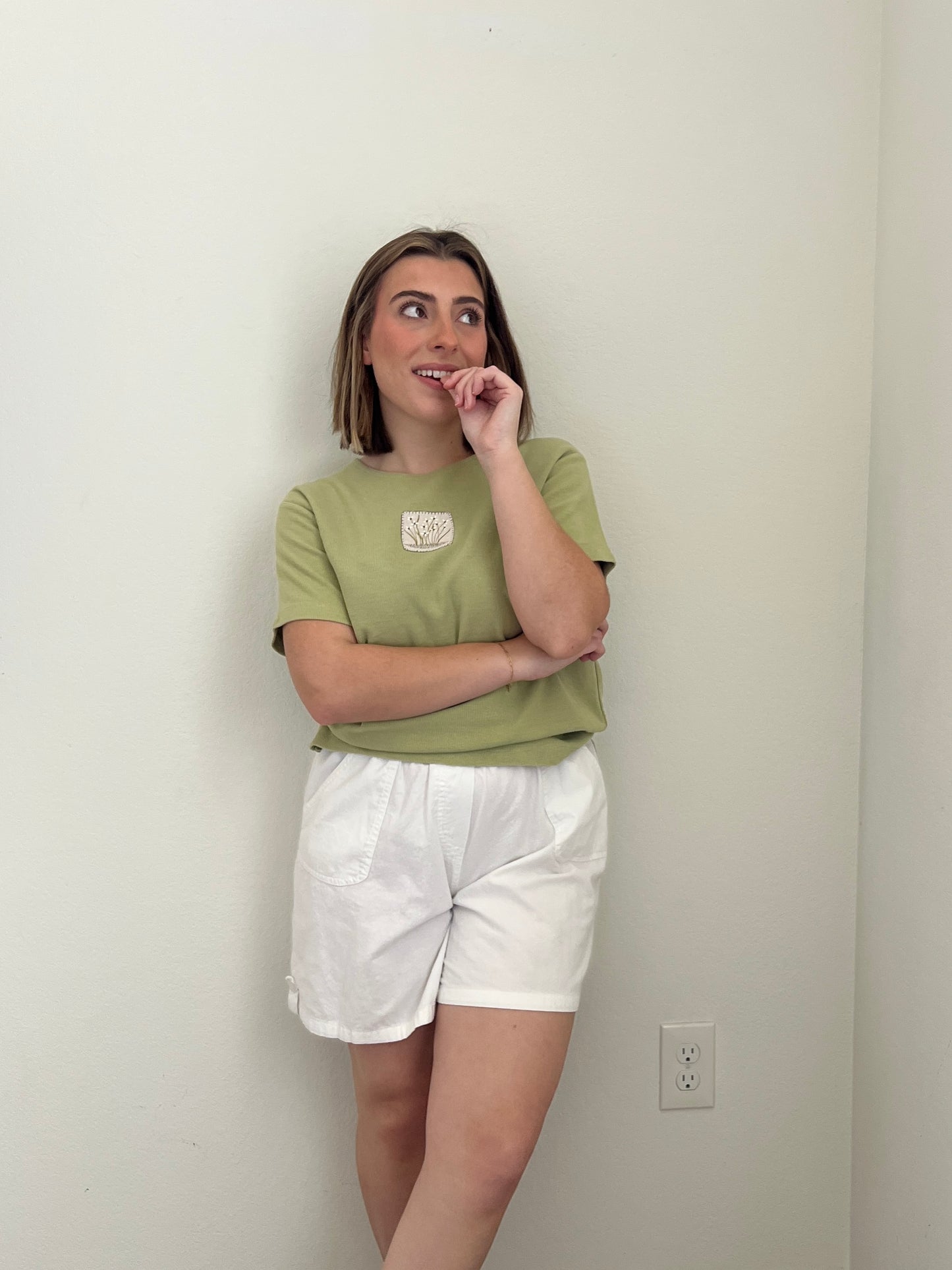 Green Flower Patch Tee (L)