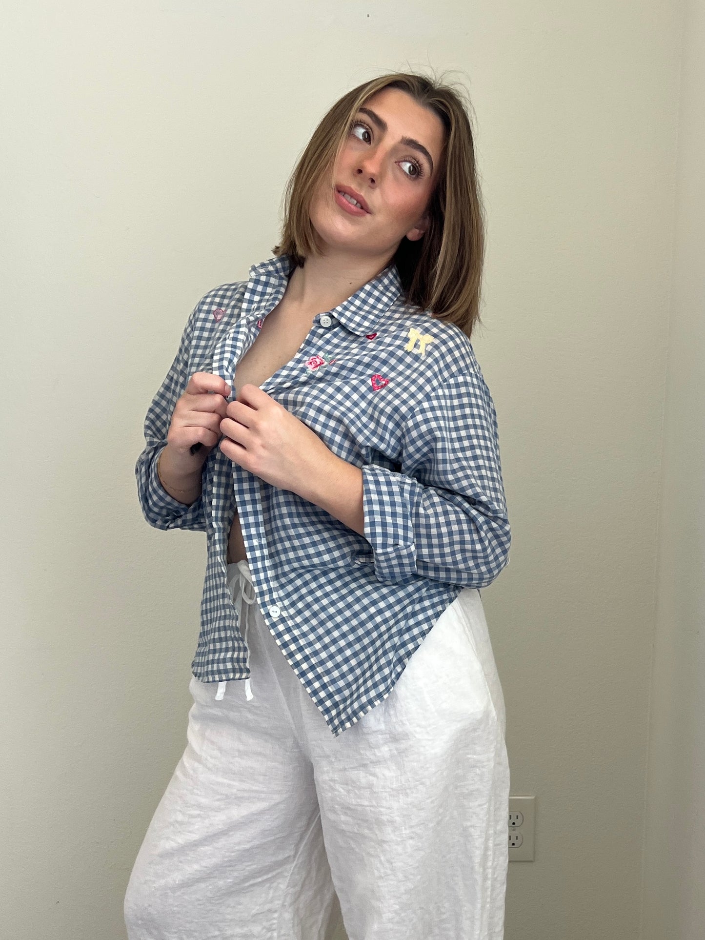 Embroidered Gingham Shirt (P)