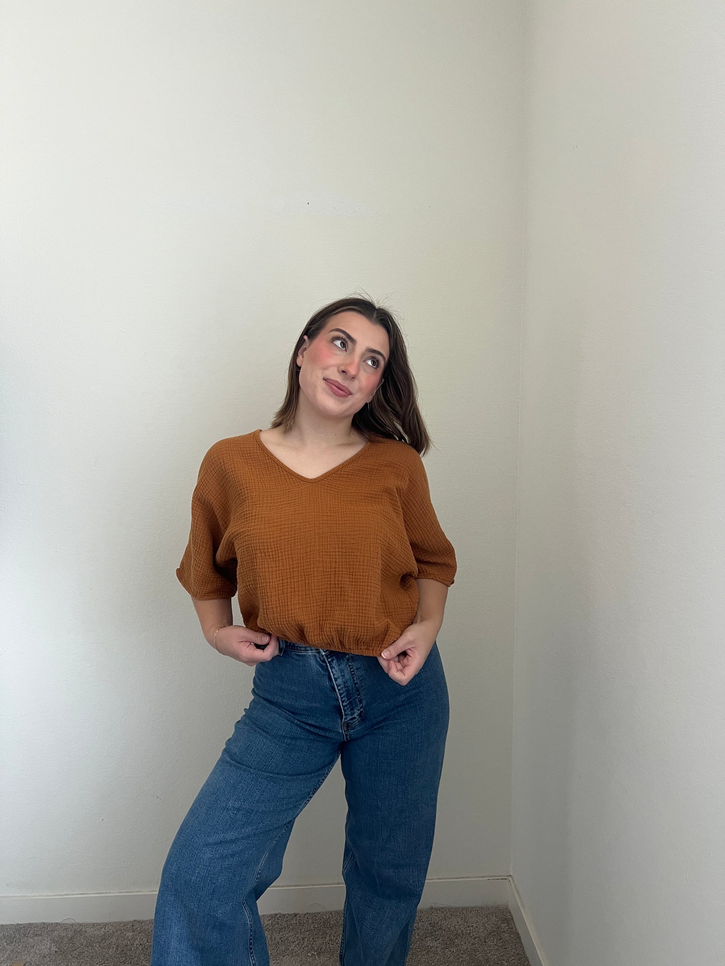 Clay Dolman Gauze Blouse (XS)