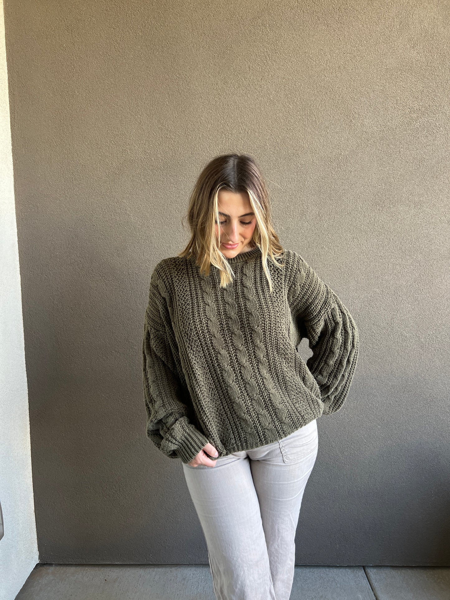 Vintage Moss Chunky Sweater (M)