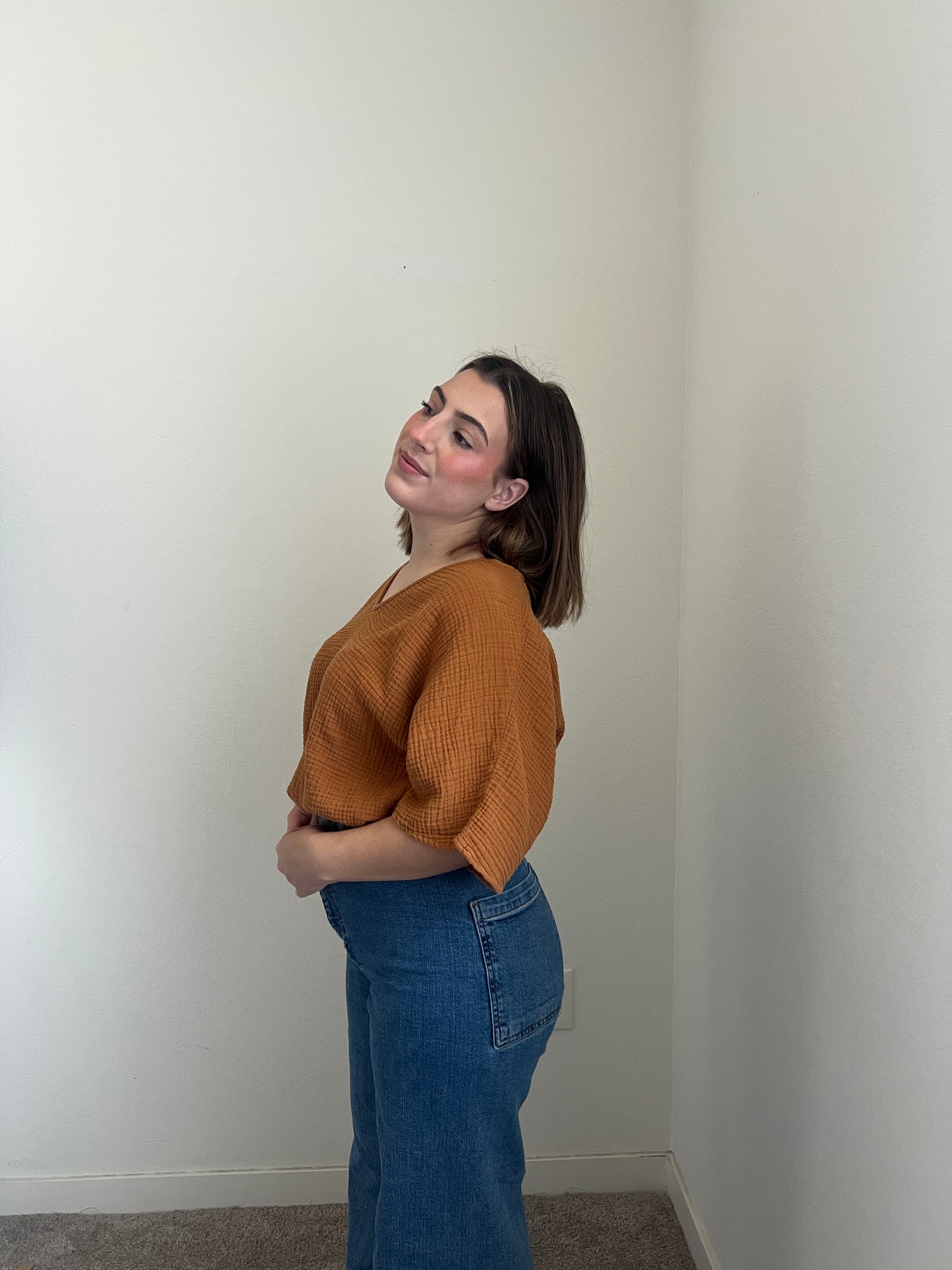 Clay Dolman Gauze Blouse (XS)