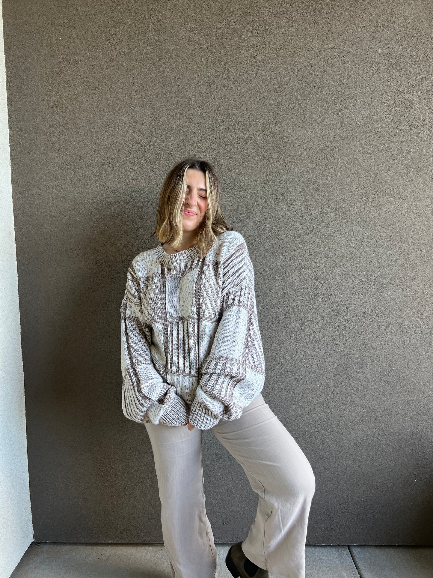 Knit Checkered Sweater (XL)