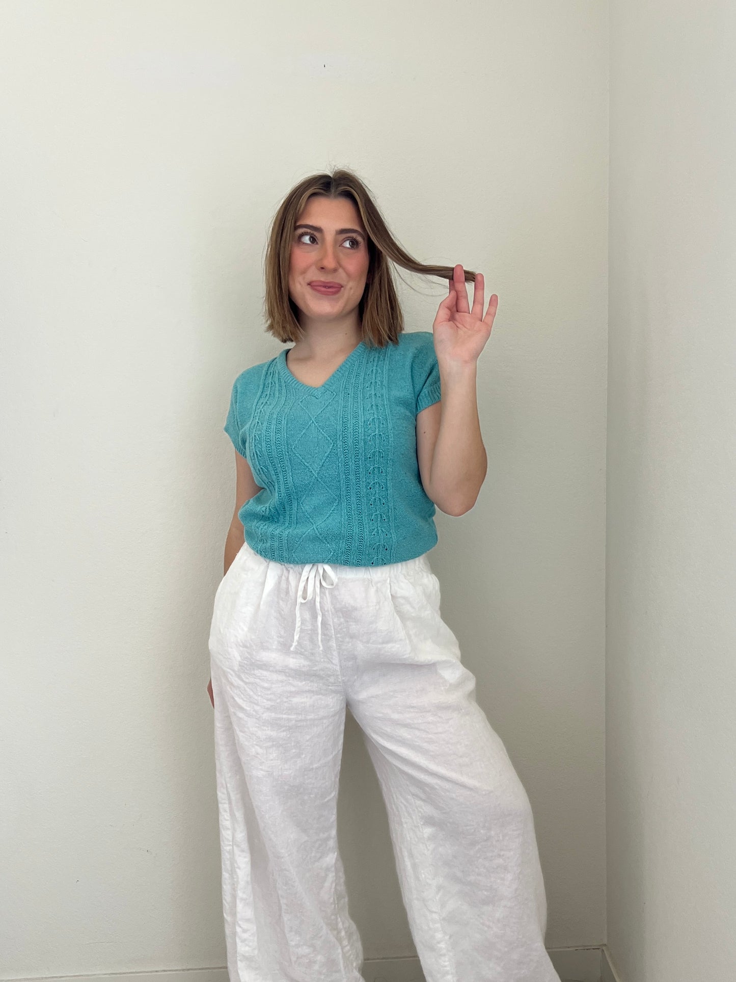 Blue Silk Blend Top (M)