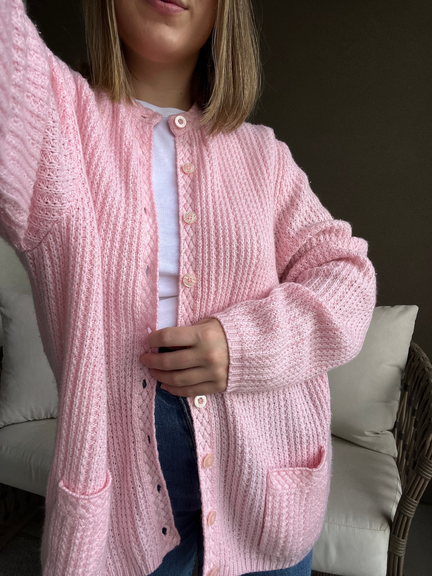 Pink Knit Cardigan (XL)