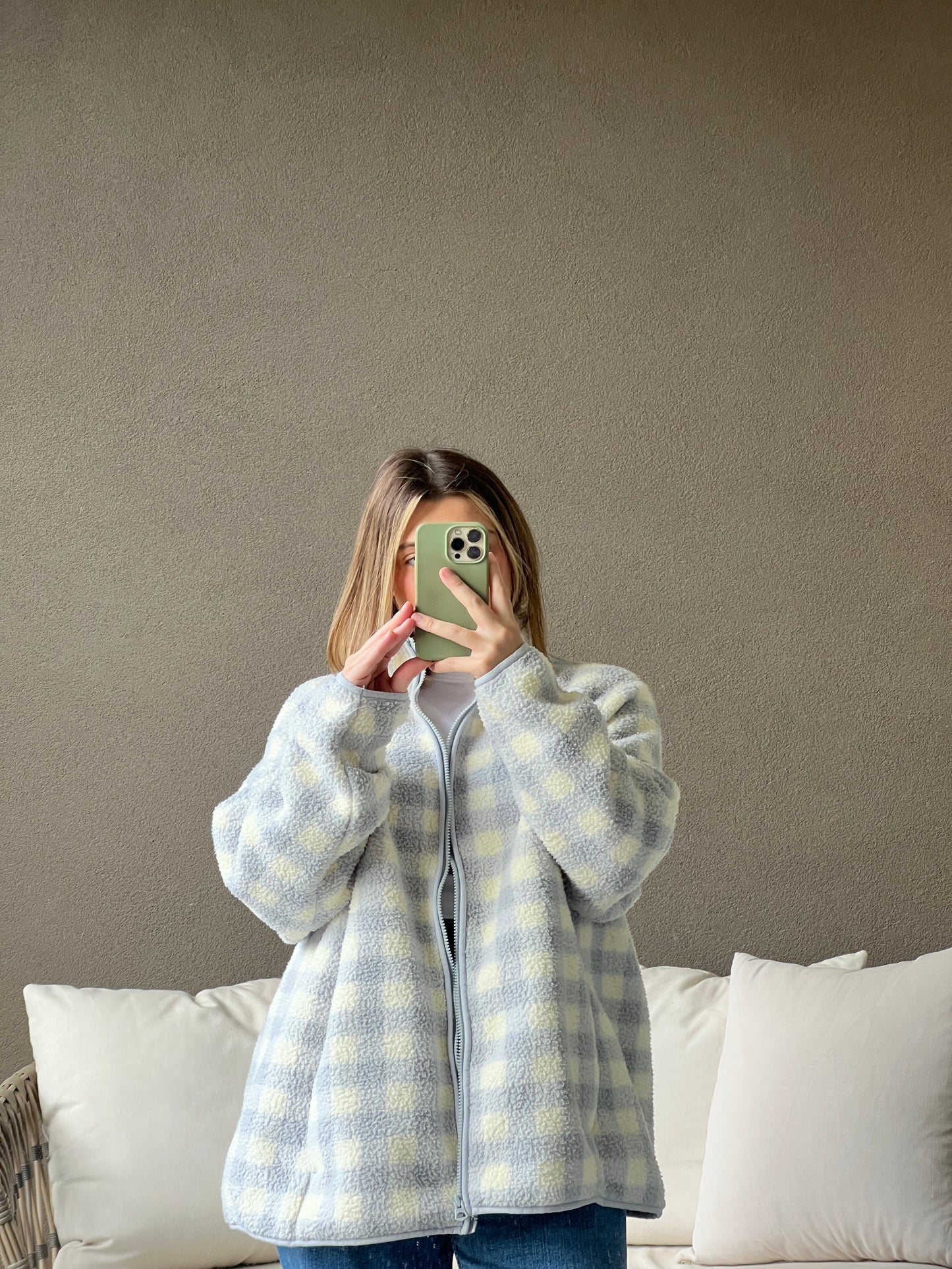 Blue Gingham Fleece (2X)